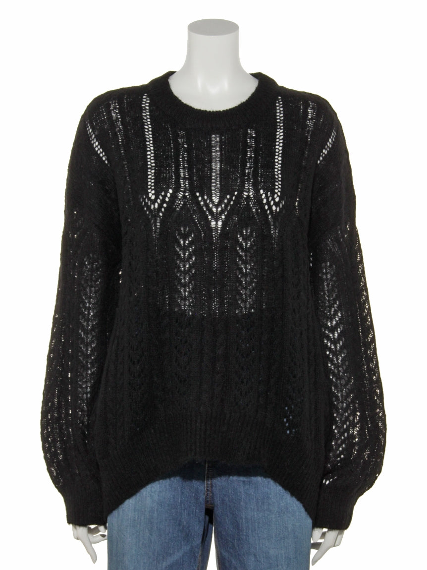 テチチ Te chichi 【Techichi CLASSIC】透かし編みモヘヤプルオーバー LS (ブラック) ブラック