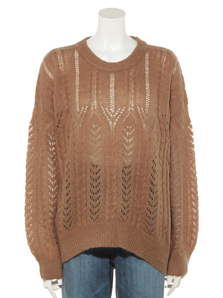 テチチ Te chichi 【Techichi CLASSIC】透かし編みモヘヤプルオーバー LS (ブラック) ブラック