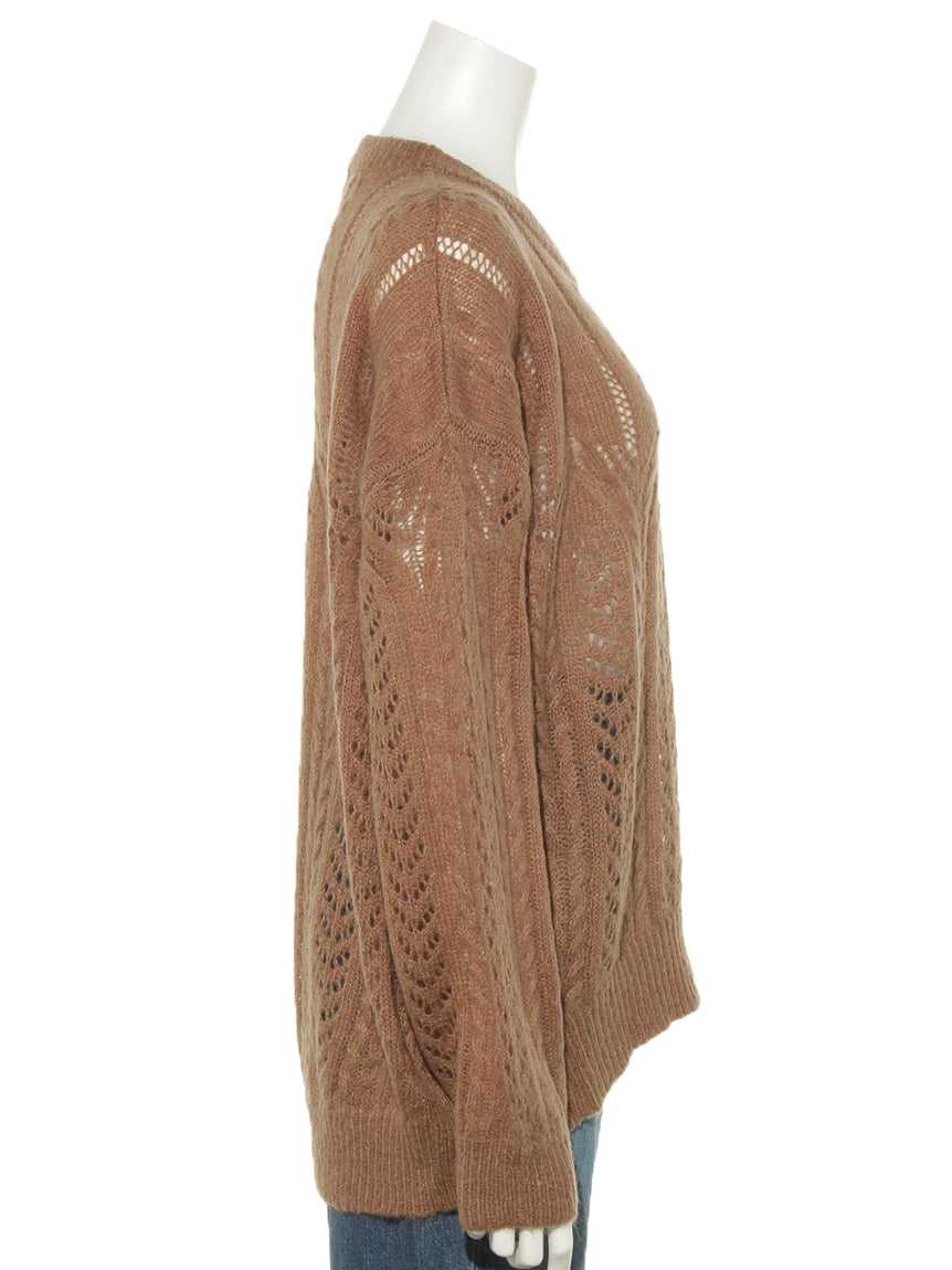 テチチ Te chichi 【Techichi CLASSIC】透かし編みモヘヤプルオーバー LS (ブラック) ブラック