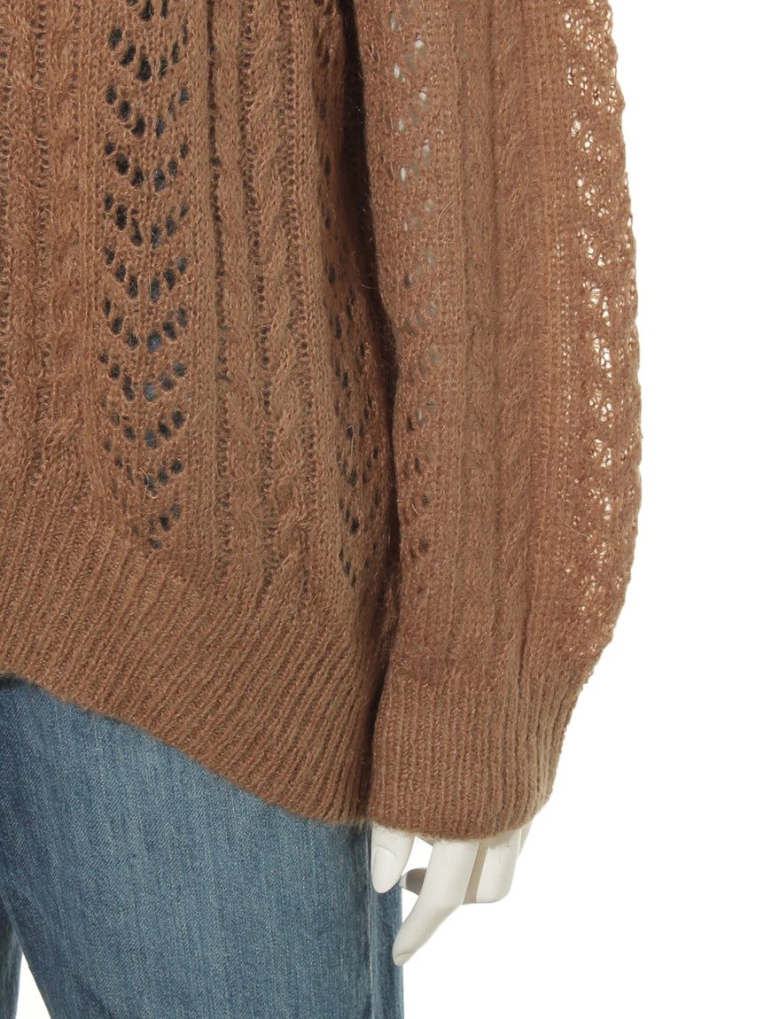 テチチ Te chichi 【Techichi CLASSIC】透かし編みモヘヤプルオーバー LS (ブラック) ブラック