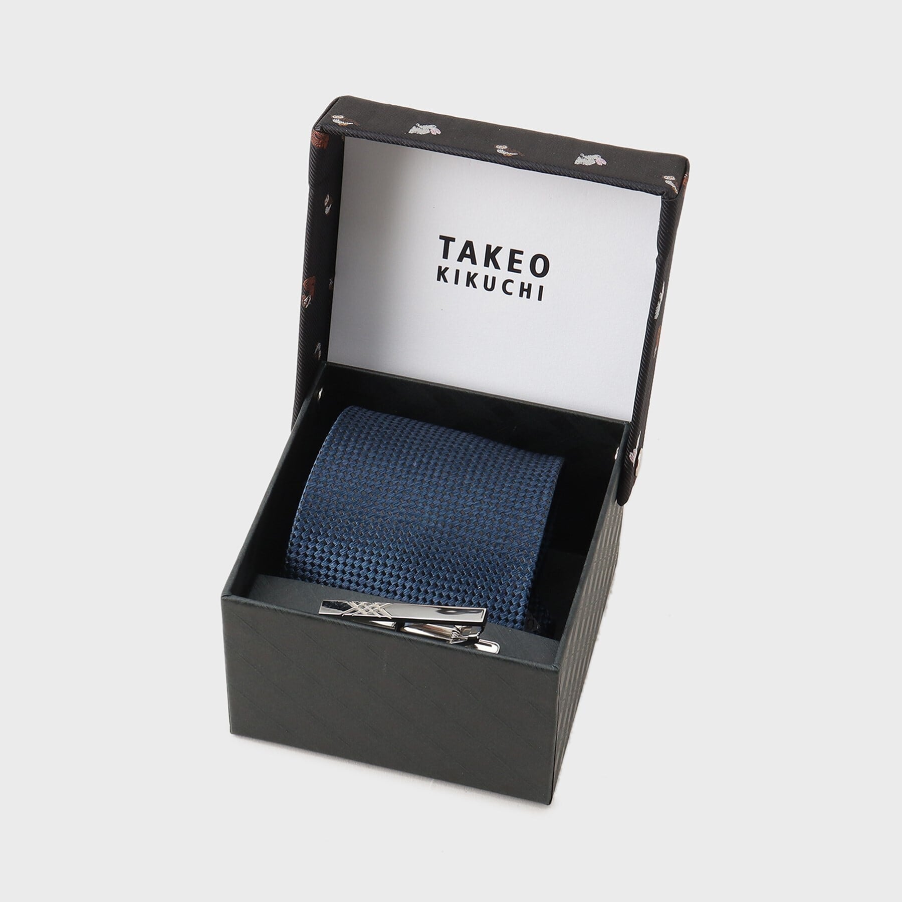 タケオキクチ TAKEO KIKUCHI 【アニマル柄】ネクタイ&タイバーBOXセット (ネイビー(094)) ネイビー(094)