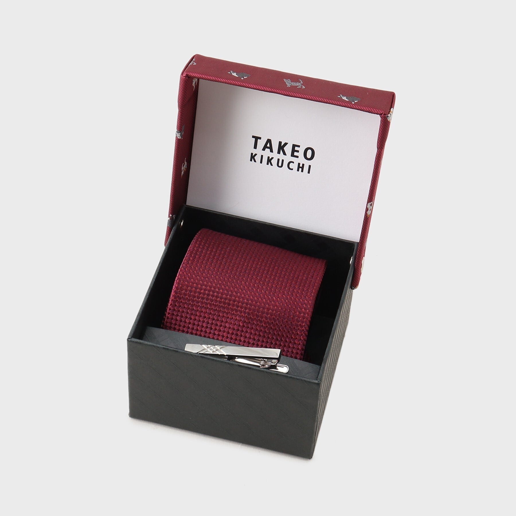 タケオキクチ TAKEO KIKUCHI 【アニマル柄】ネクタイ&タイバーBOXセット (ネイビー(094)) ネイビー(094)