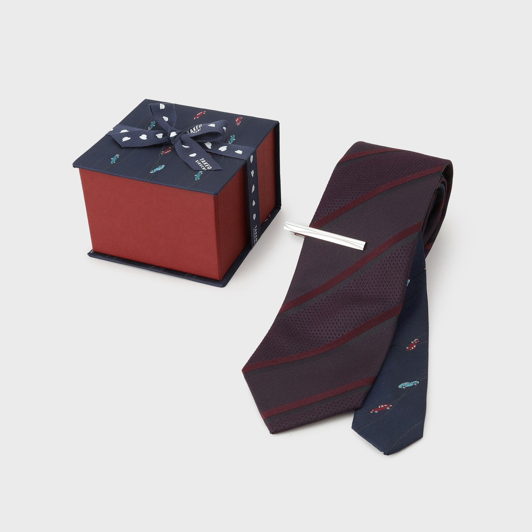タケオキクチ TAKEO KIKUCHI 【BOXセット】クラシックシャドーストライプ ネクタイ&タイバー (ネイビー(094)) ネイビー(094)