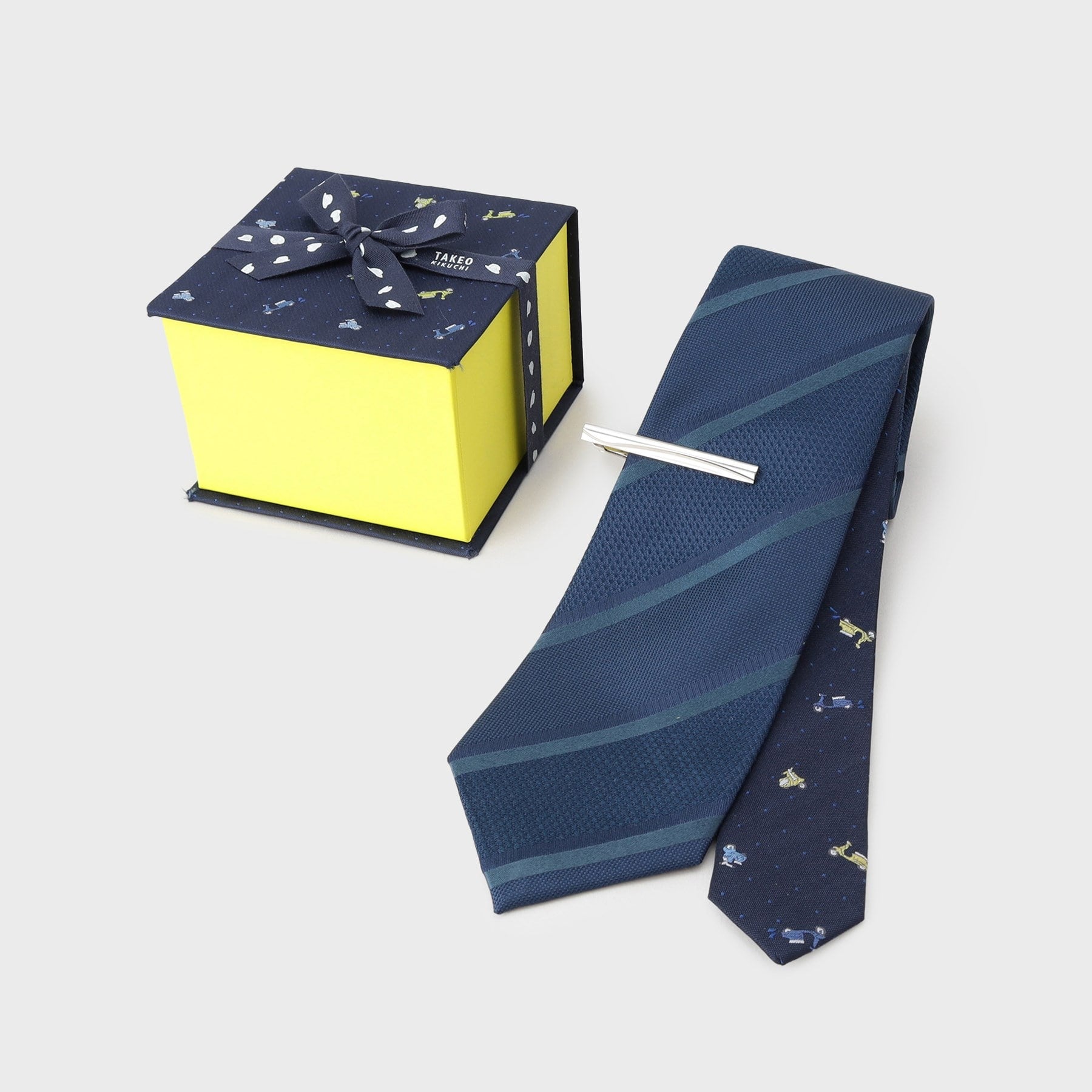 タケオキクチ TAKEO KIKUCHI 【BOXセット】クラシックシャドーストライプ ネクタイ&タイバー (グリーン(022)) グリーン(022)