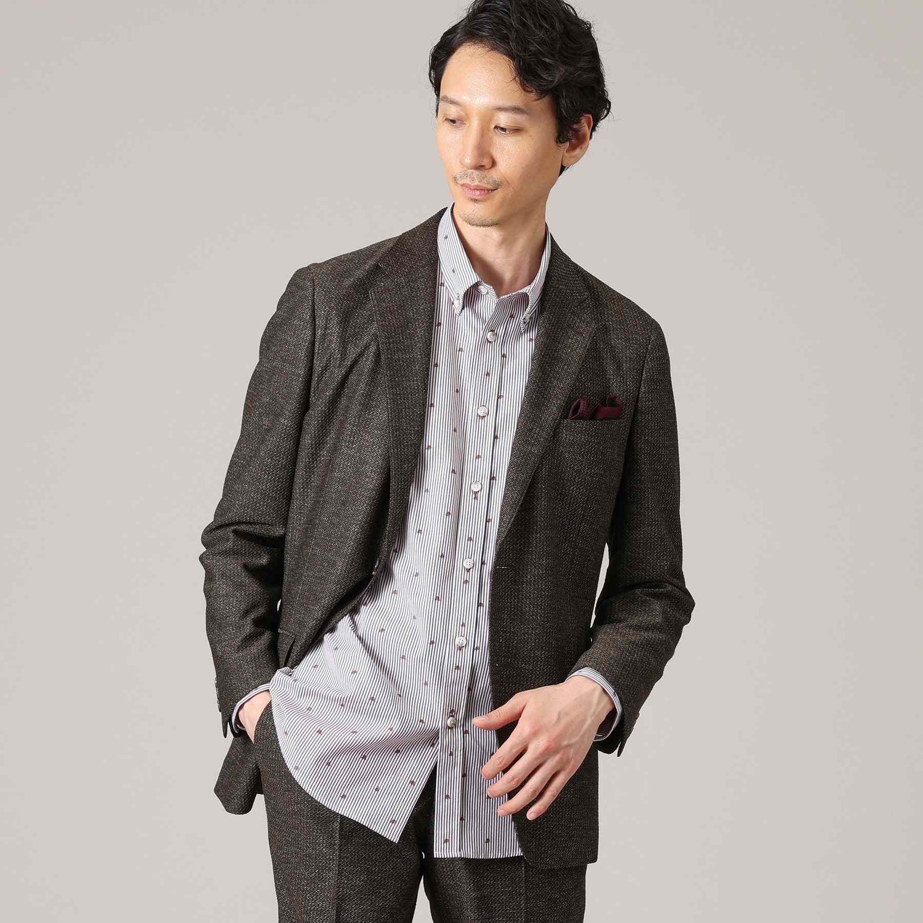 タケオキクチ TAKEO KIKUCHI ハットモチーフ ジャカード ストライプ シャツ (チャコールグレー(314)) チャコールグレー(314)