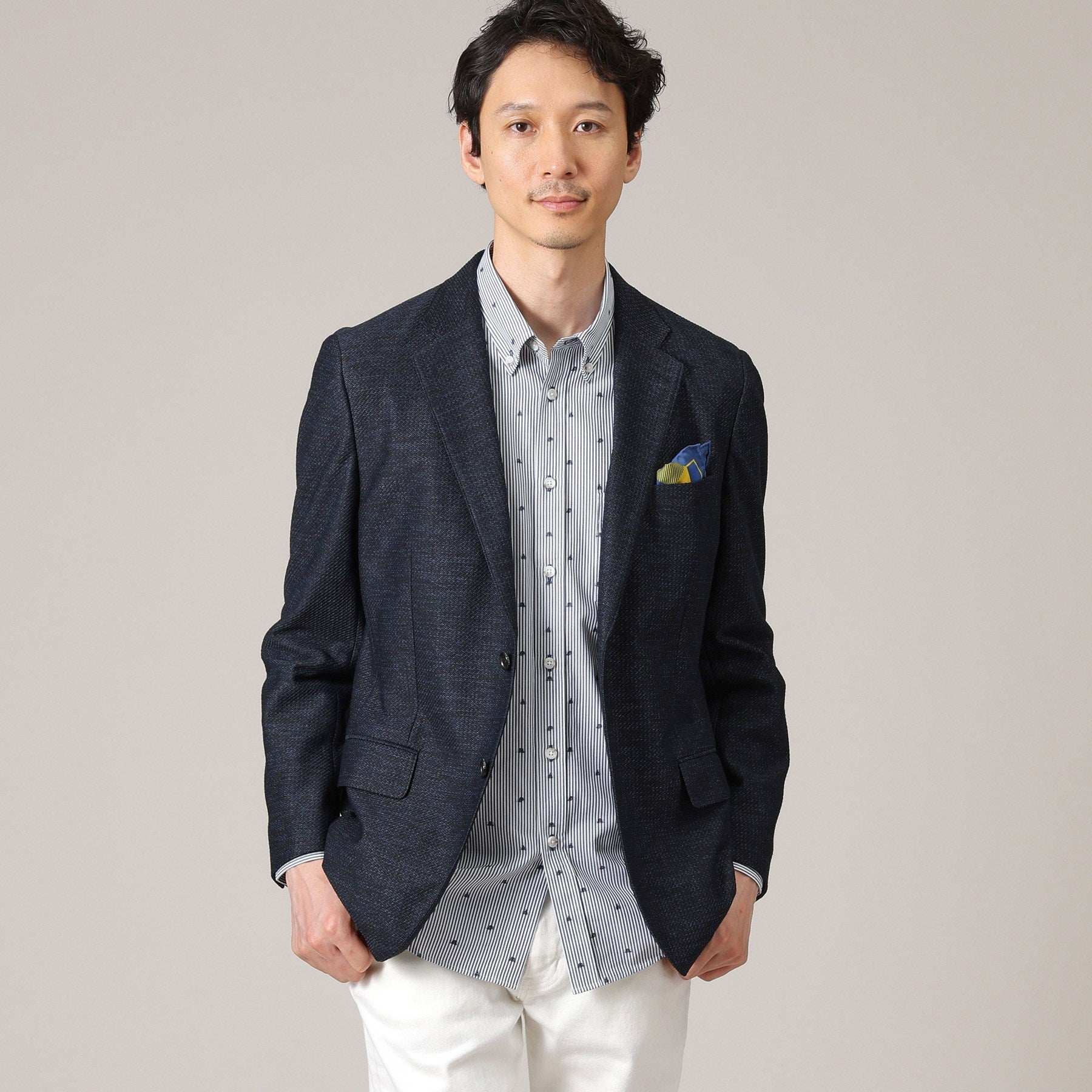 タケオキクチ TAKEO KIKUCHI ハットモチーフ ジャカード ストライプ シャツ (チャコールグレー(314)) チャコールグレー(314)