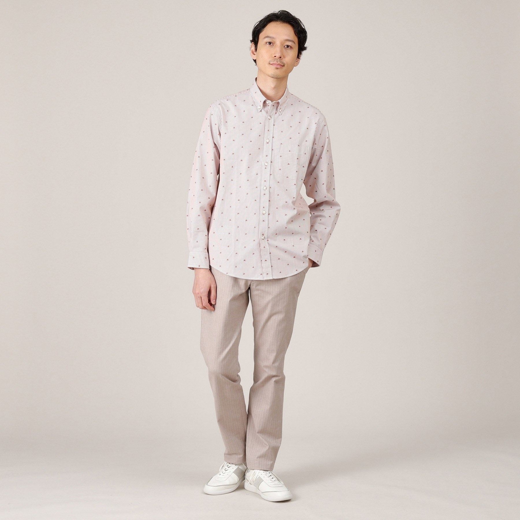 タケオキクチ TAKEO KIKUCHI ハットモチーフ ジャカード ストライプ シャツ (チャコールグレー(314)) チャコールグレー(314)