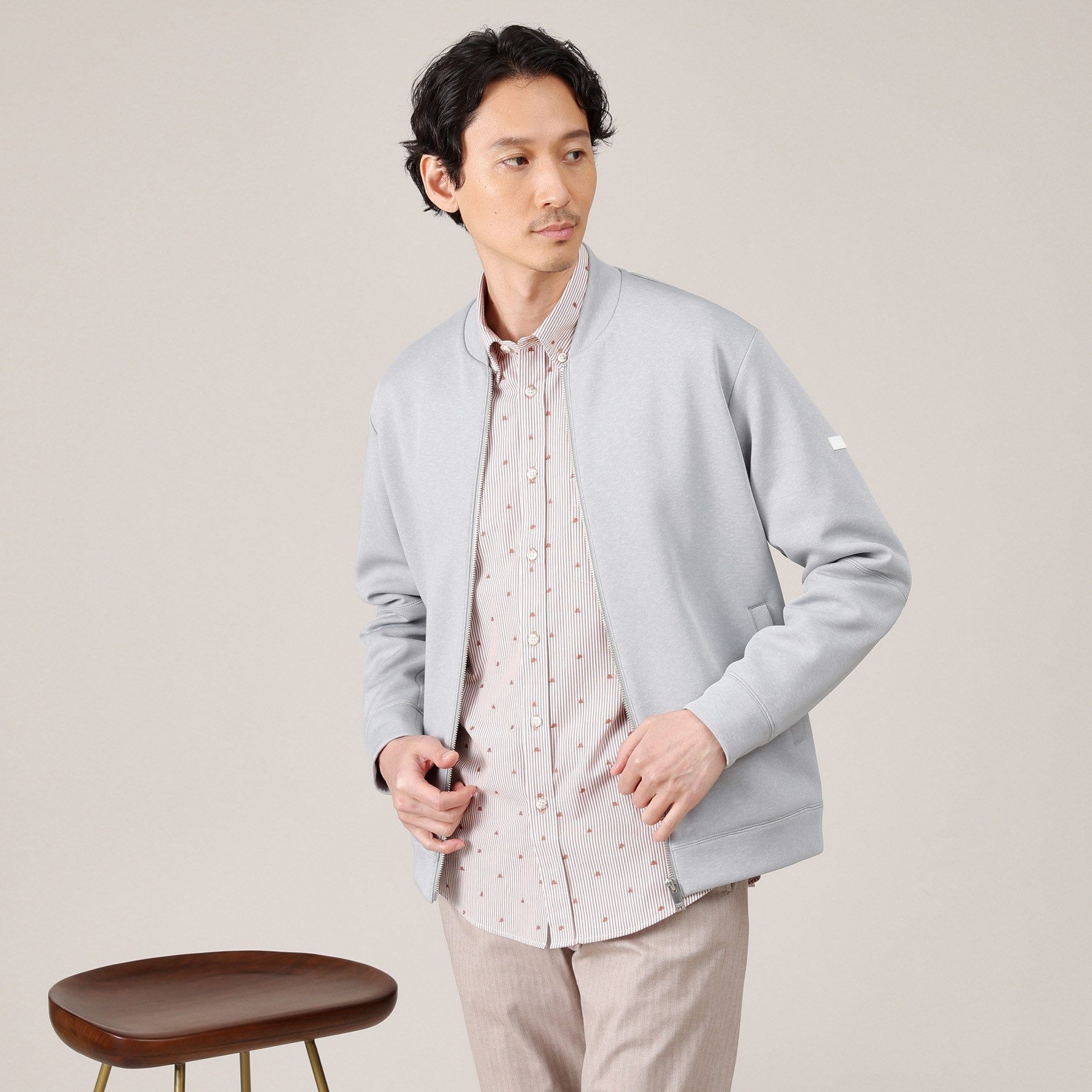 タケオキクチ TAKEO KIKUCHI ハットモチーフ ジャカード ストライプ シャツ (チャコールグレー(314)) チャコールグレー(314)