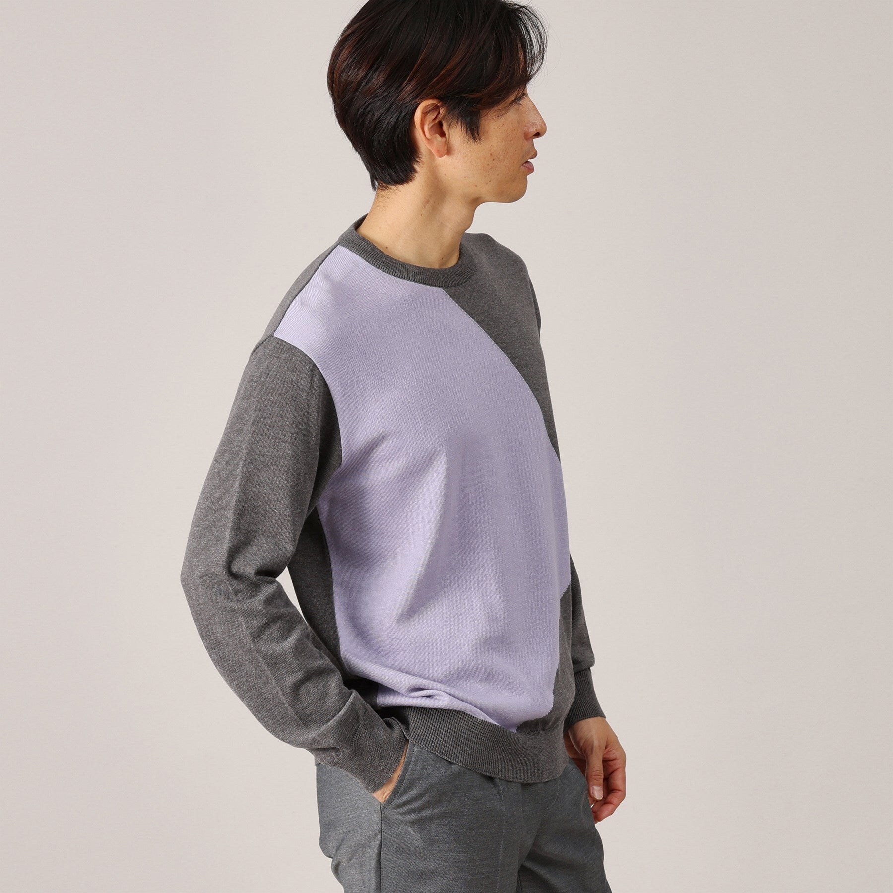 タケオキクチ TAKEO KIKUCHI スクエア インターシャ プルオーバー ニット