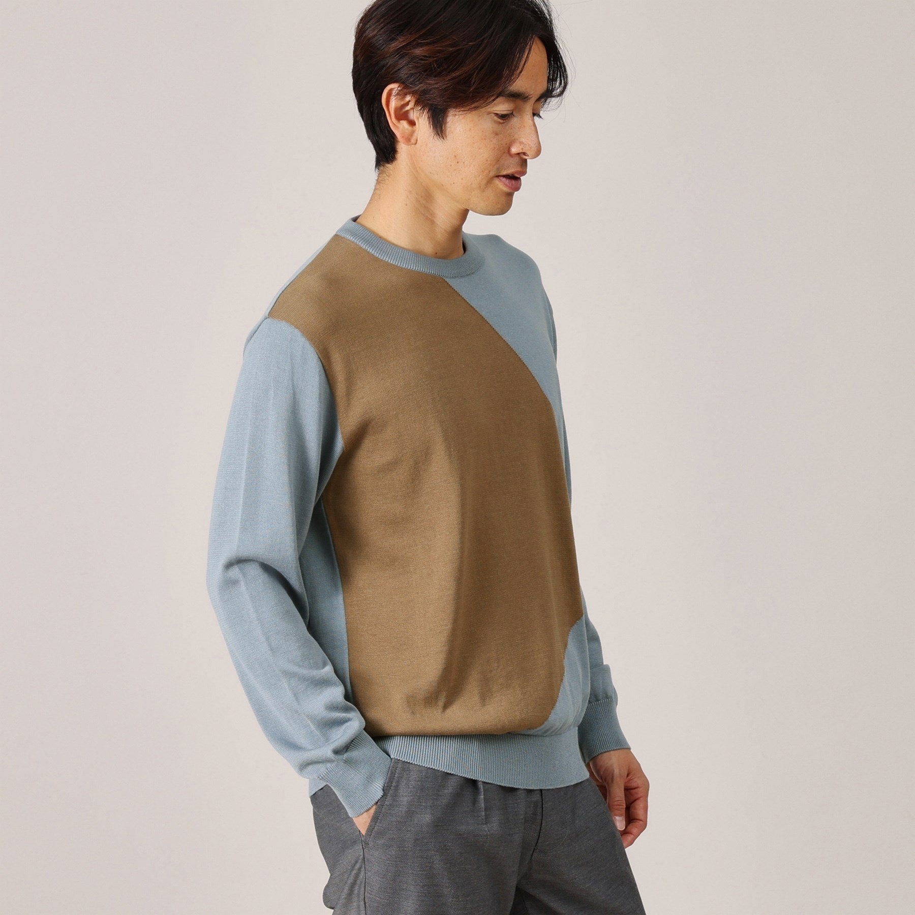 タケオキクチ TAKEO KIKUCHI スクエア インターシャ プルオーバー ニット