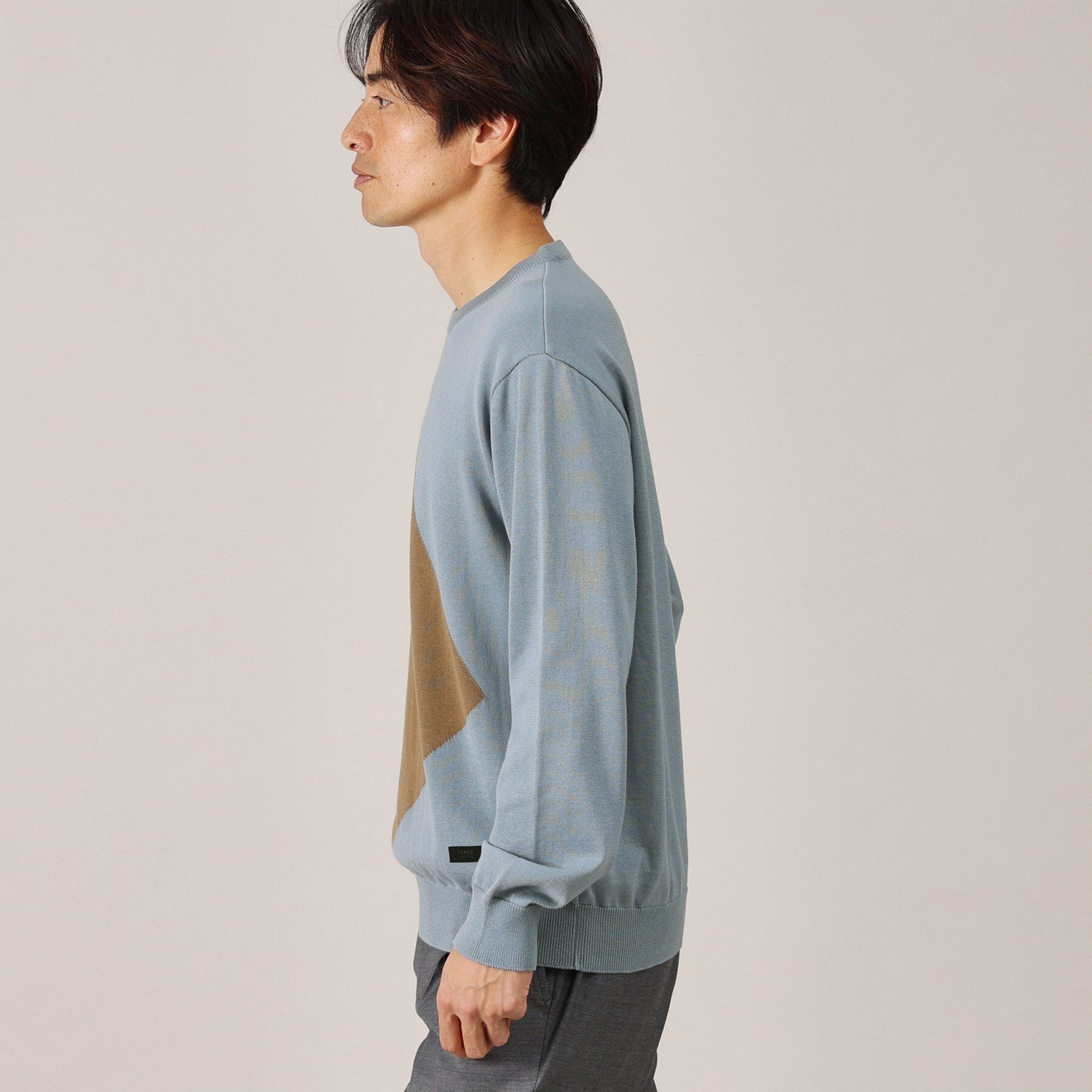 タケオキクチ TAKEO KIKUCHI スクエア インターシャ プルオーバー ニット