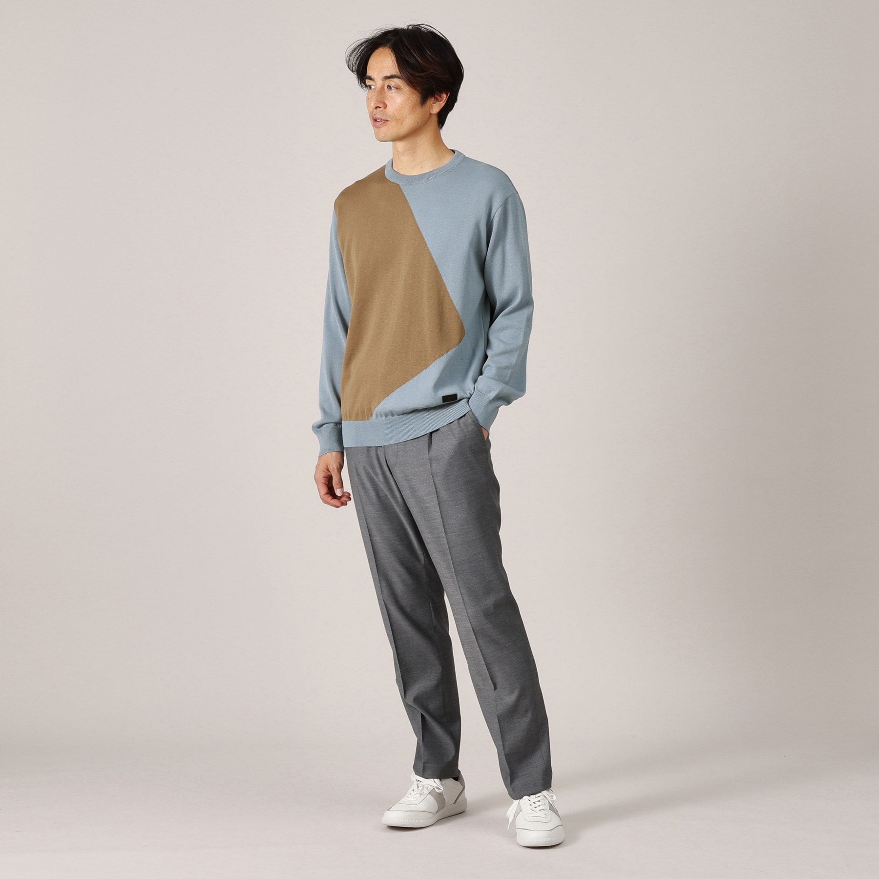 タケオキクチ TAKEO KIKUCHI スクエア インターシャ プルオーバー ニット