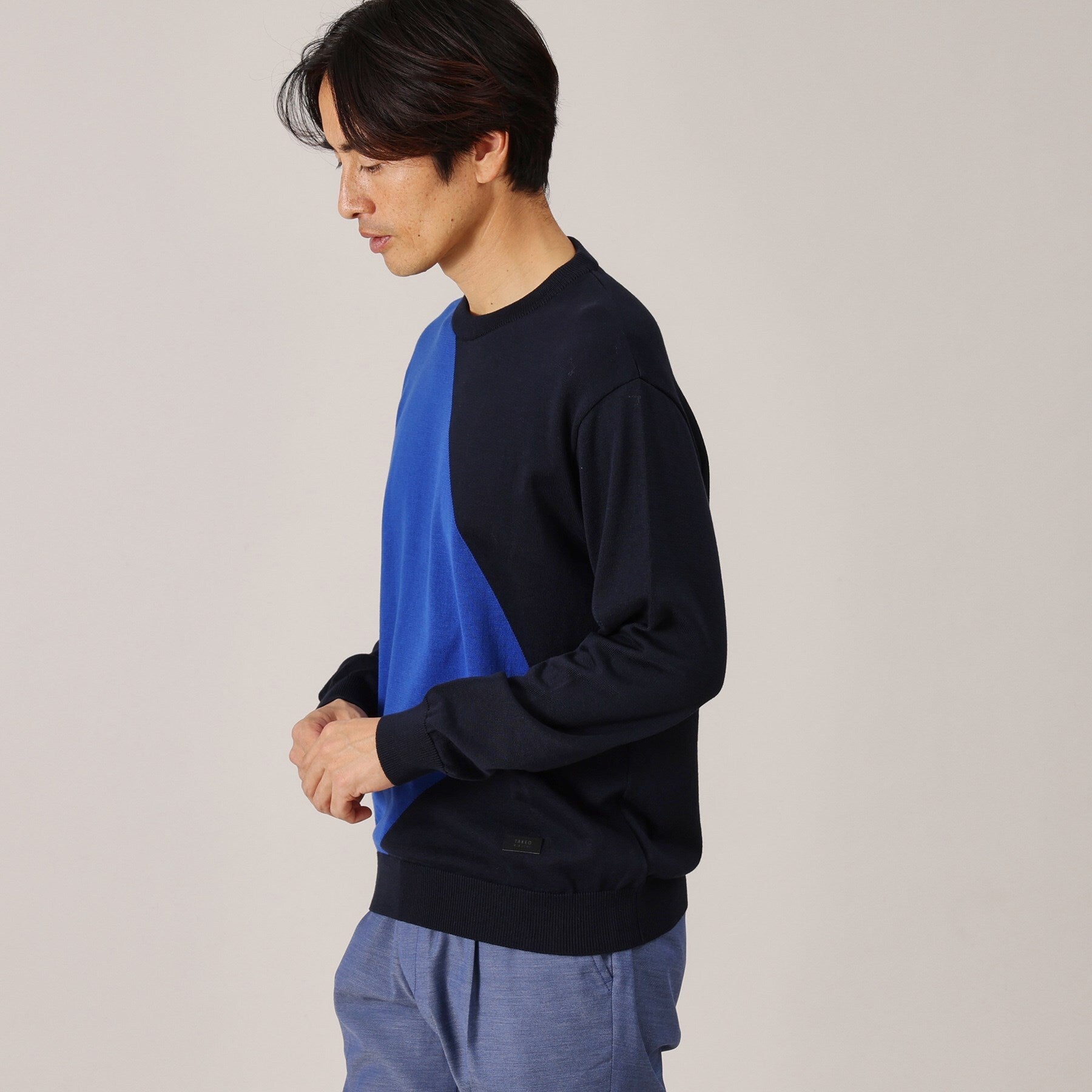 タケオキクチ TAKEO KIKUCHI スクエア インターシャ プルオーバー ニット