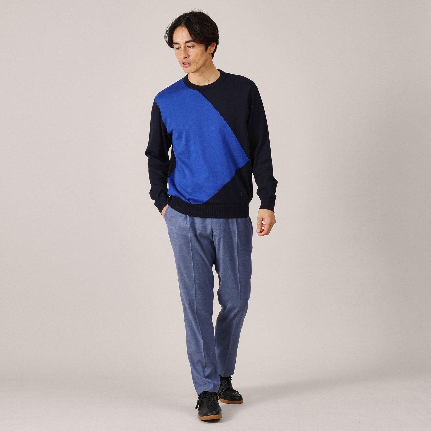 タケオキクチ TAKEO KIKUCHI スクエア インターシャ プルオーバー ニット