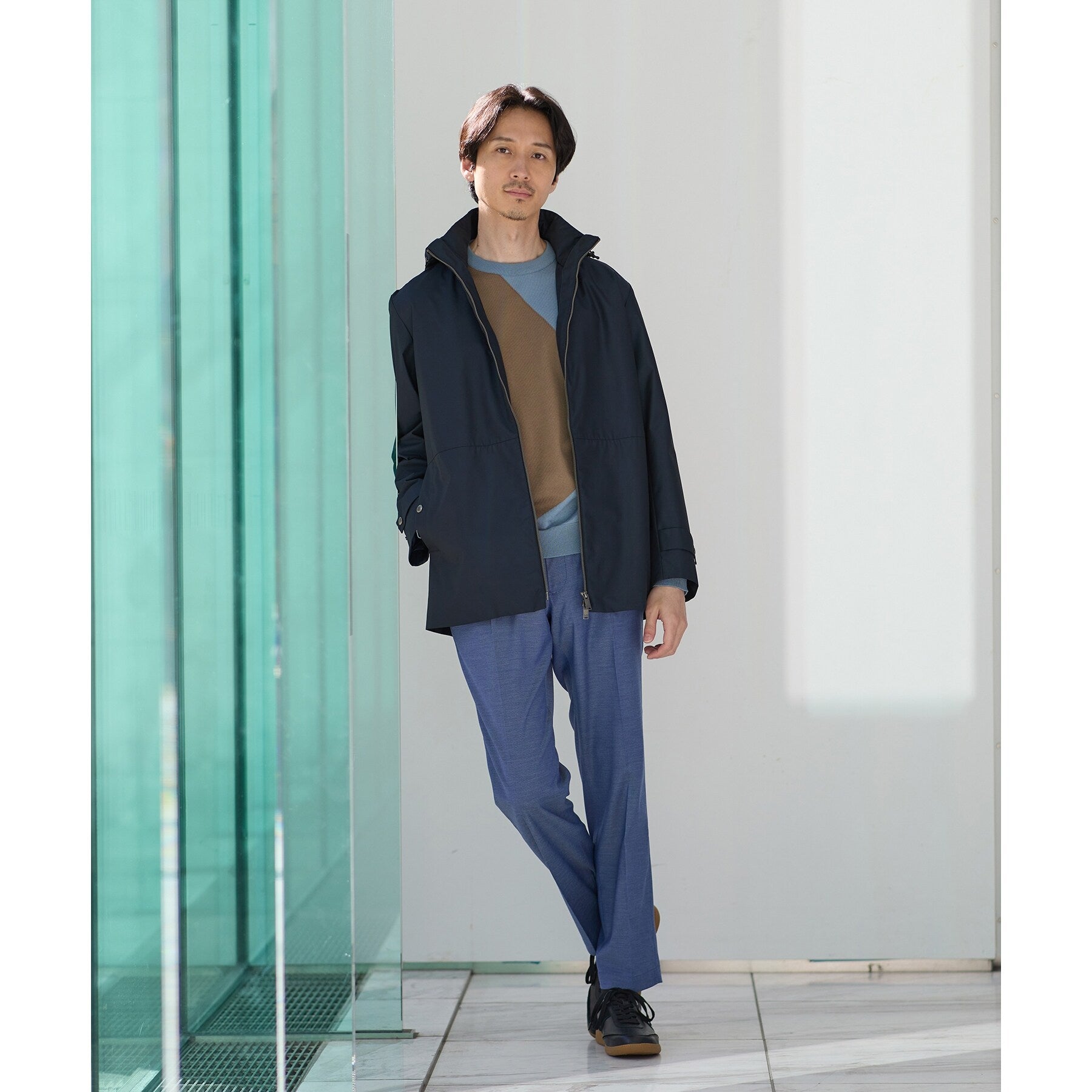 タケオキクチ TAKEO KIKUCHI スクエア インターシャ プルオーバー ニット