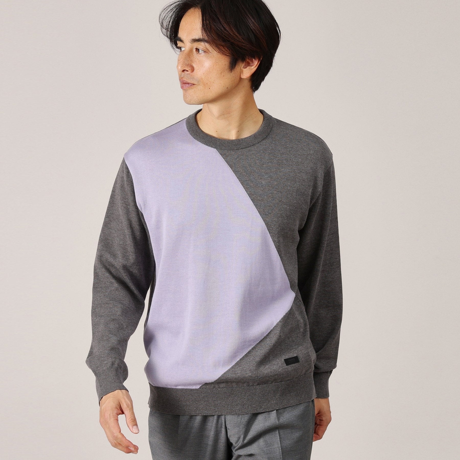 タケオキクチ TAKEO KIKUCHI スクエア インターシャ プルオーバー ニット