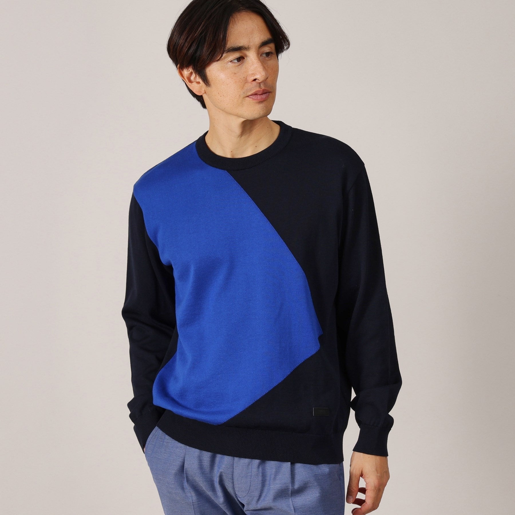 タケオキクチ TAKEO KIKUCHI スクエア インターシャ プルオーバー ニット