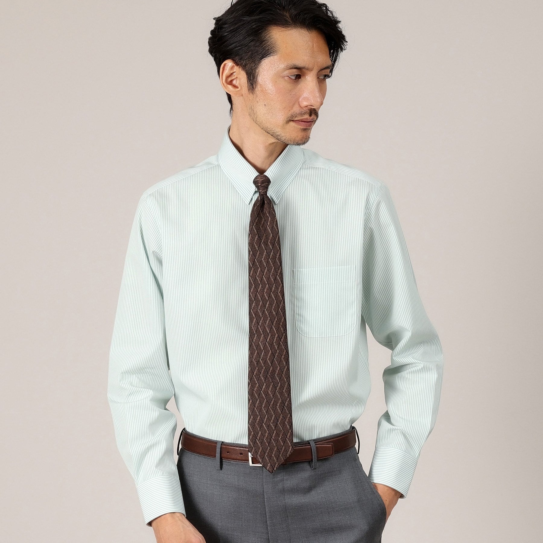 タケオキクチ TAKEO KIKUCHI ロンドンストライプ シャツ (ミントグリーン(221)) ミントグリーン(221)