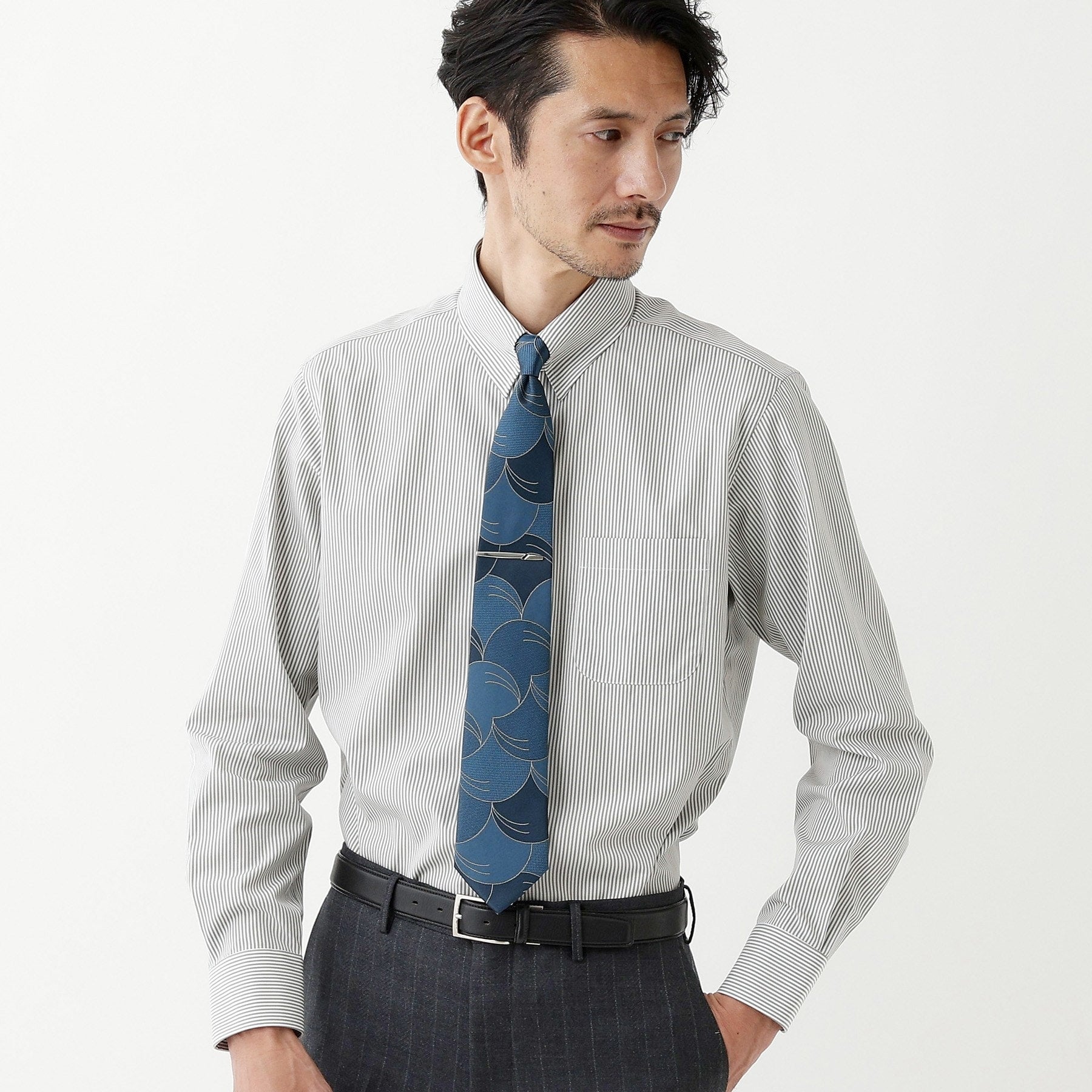 タケオキクチ TAKEO KIKUCHI ロンドンストライプ シャツ (グレー(212)) グレー(212)