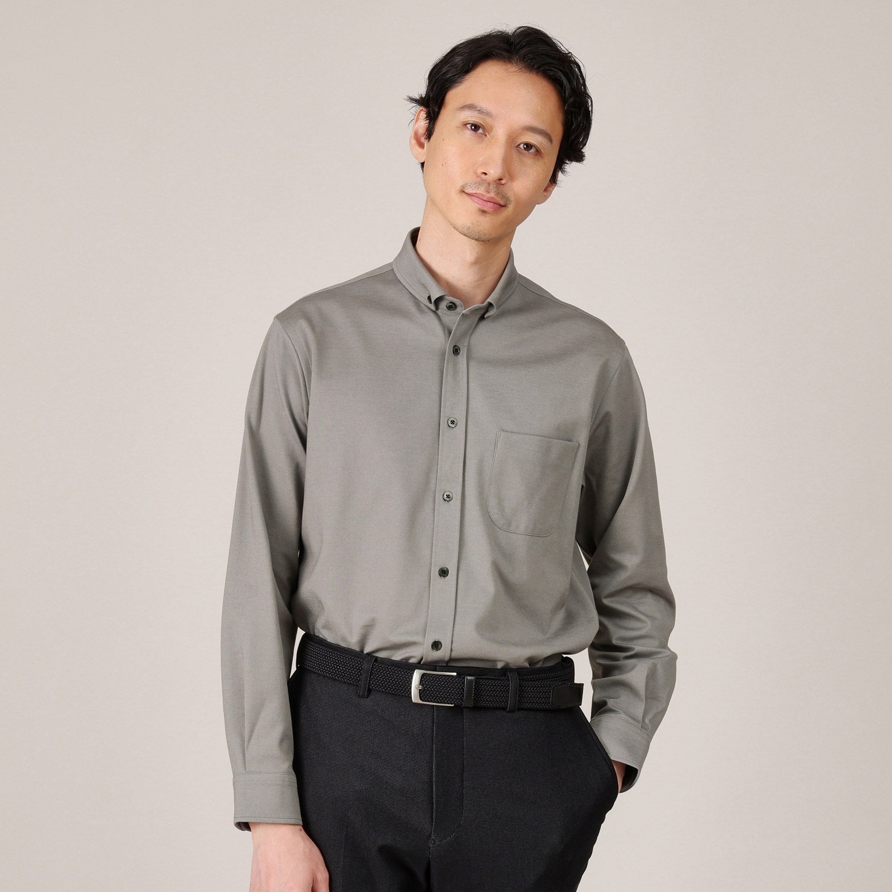 タケオキクチ TAKEO KIKUCHI 【Sサイズ~】ONOFF兼用 モクロディー ボタンダウンシャツ (チャコールグレー(013)) チャコールグレー(013)