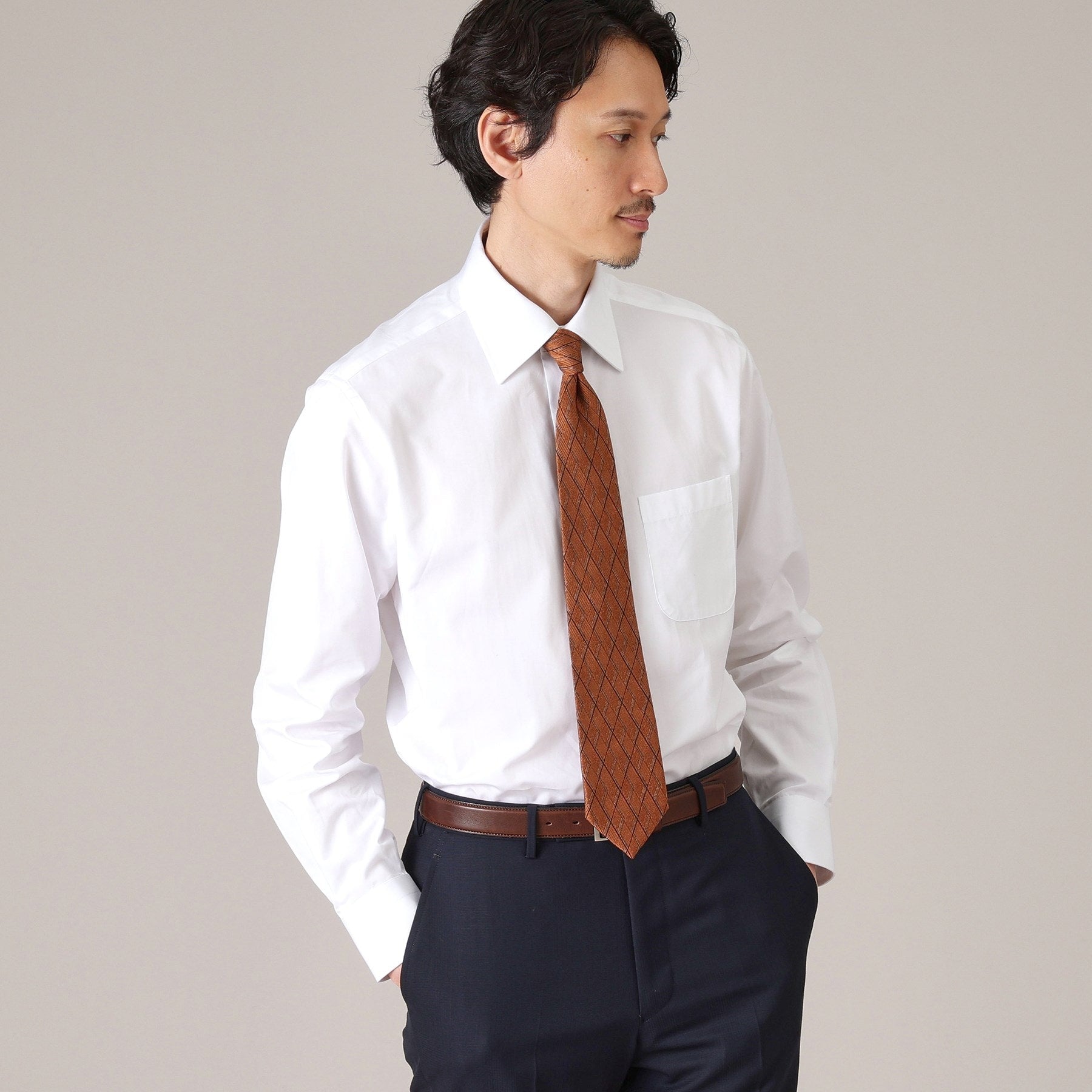 タケオキクチ TAKEO KIKUCHI グログラン セミワイドカラー シャツ (ホワイト(001)) ホワイト(001)