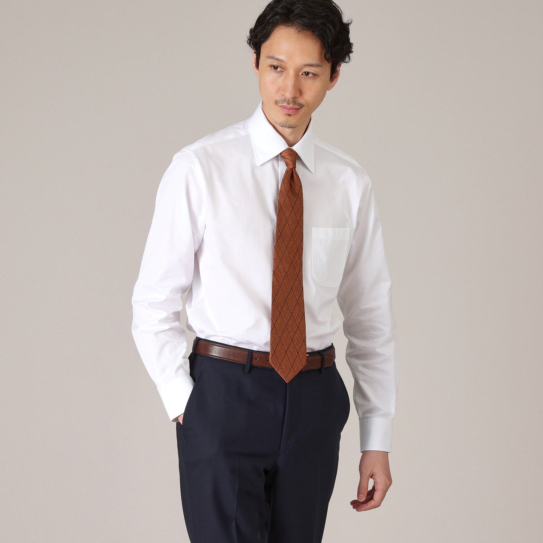 タケオキクチ TAKEO KIKUCHI グログラン セミワイドカラー シャツ (ホワイト(001)) ホワイト(001)