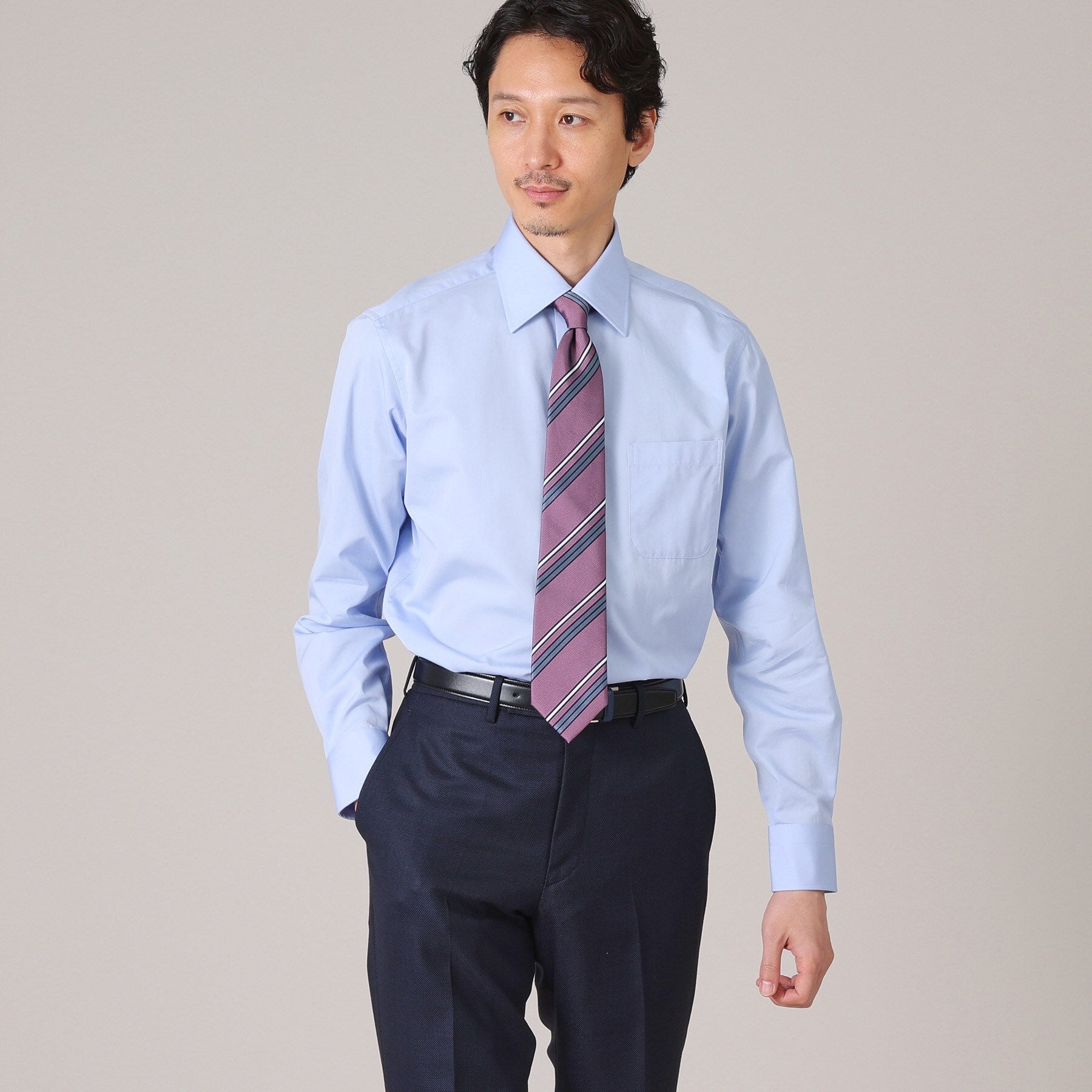 タケオキクチ TAKEO KIKUCHI グログラン セミワイドカラー シャツ (ブルー(091)) ブルー(091)