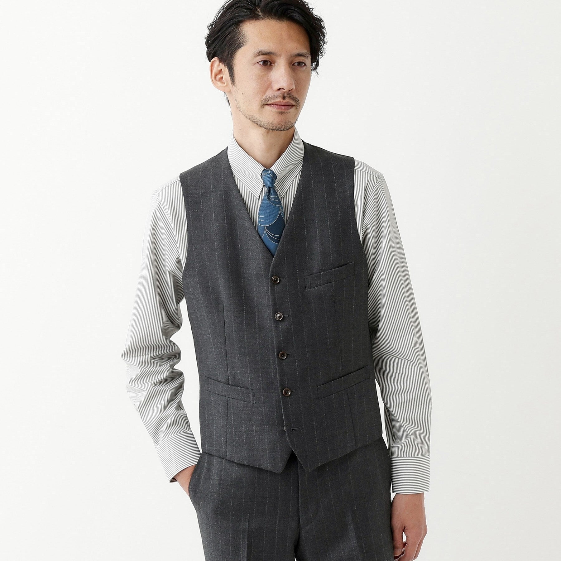 TAKEO KIKUCHI TAKEO KIKUCHI 【THE FLAGSHIP】矢絣條紋背心