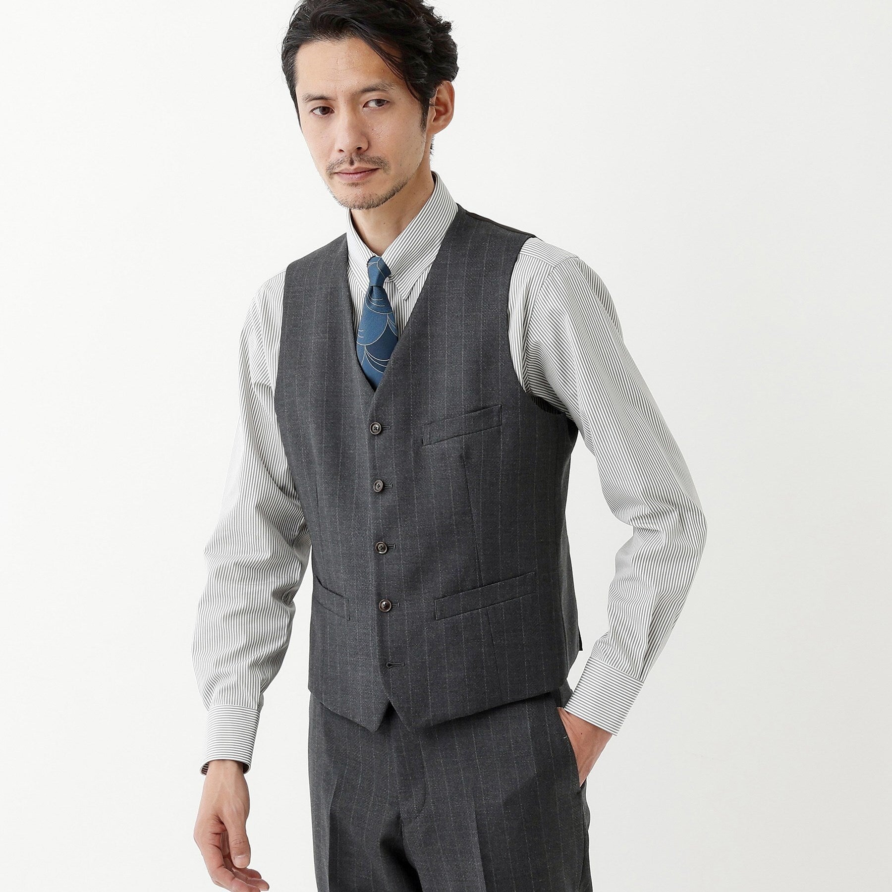 TAKEO KIKUCHI TAKEO KIKUCHI 【THE FLAGSHIP】矢絣條紋背心