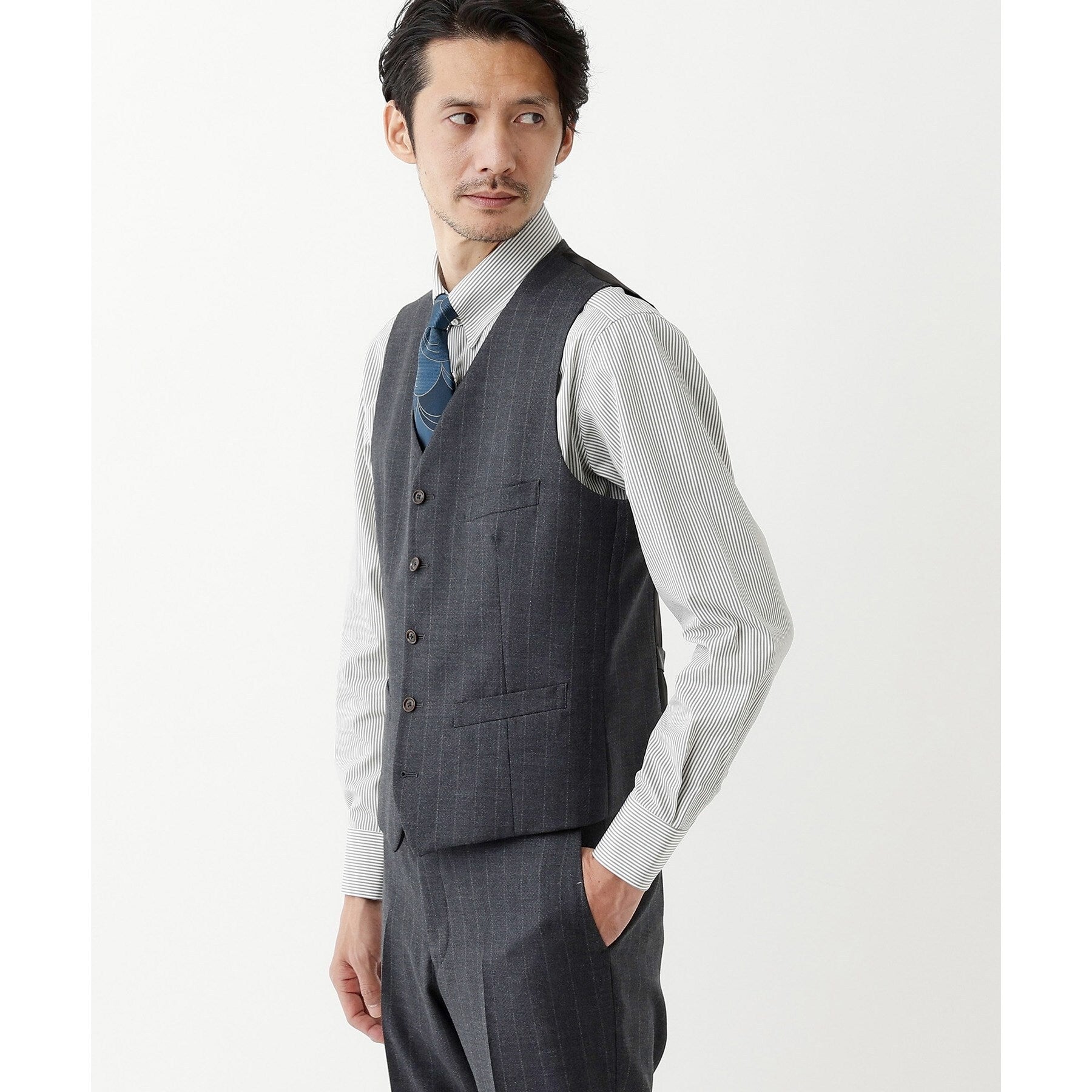 TAKEO KIKUCHI TAKEO KIKUCHI 【THE FLAGSHIP】矢絣條紋背心