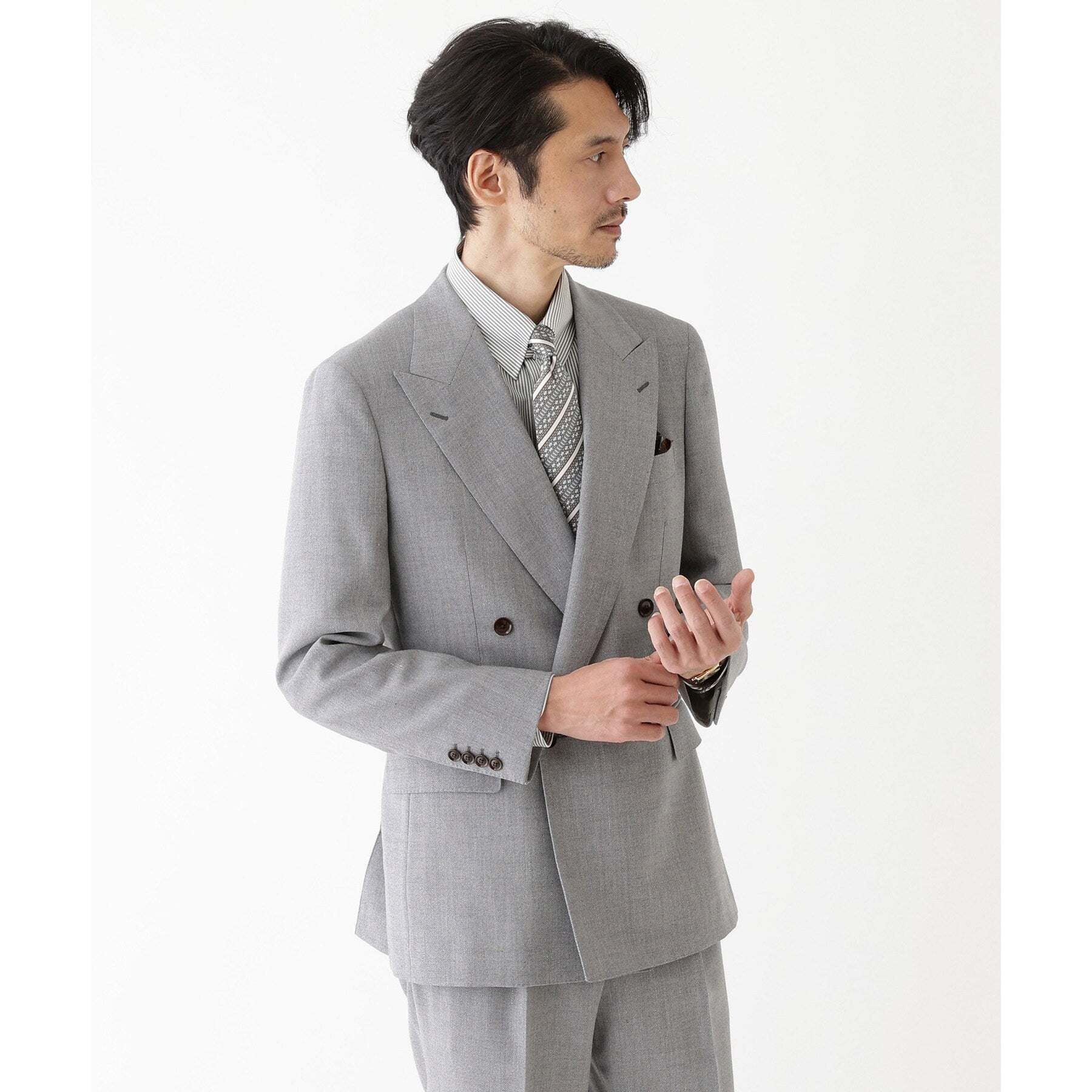 TAKEO KIKUCHI TAKEO KIKUCHI 【THE FLAGSHIP】古巴海灘亞麻 雙排扣西裝