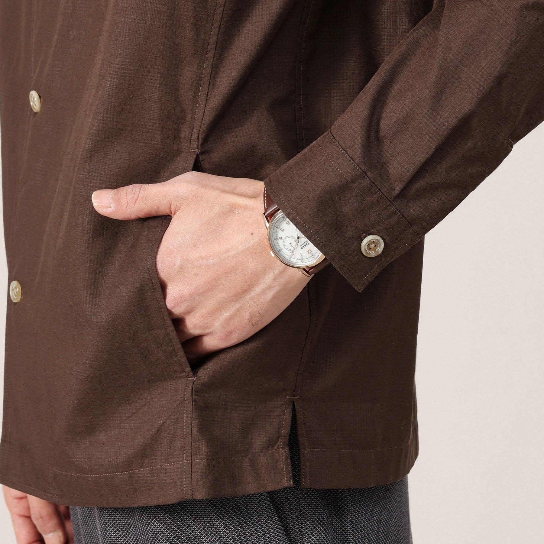 タケオキクチ TAKEO KIKUCHI ダブルフェイス シャツ 羽織り (ブラウン(044)) ブラウン(044)