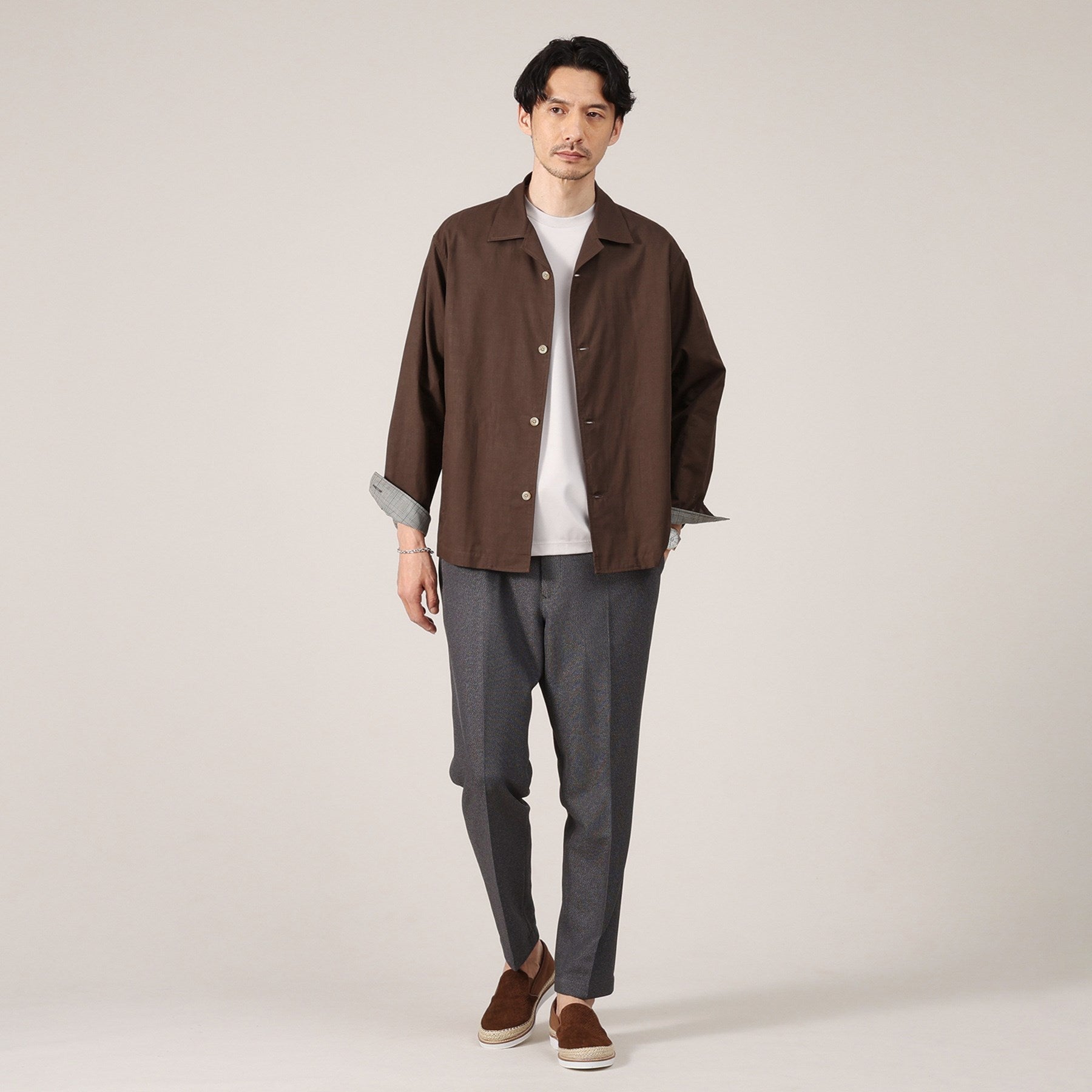 タケオキクチ TAKEO KIKUCHI ダブルフェイス シャツ 羽織り (ブラウン(044)) ブラウン(044)