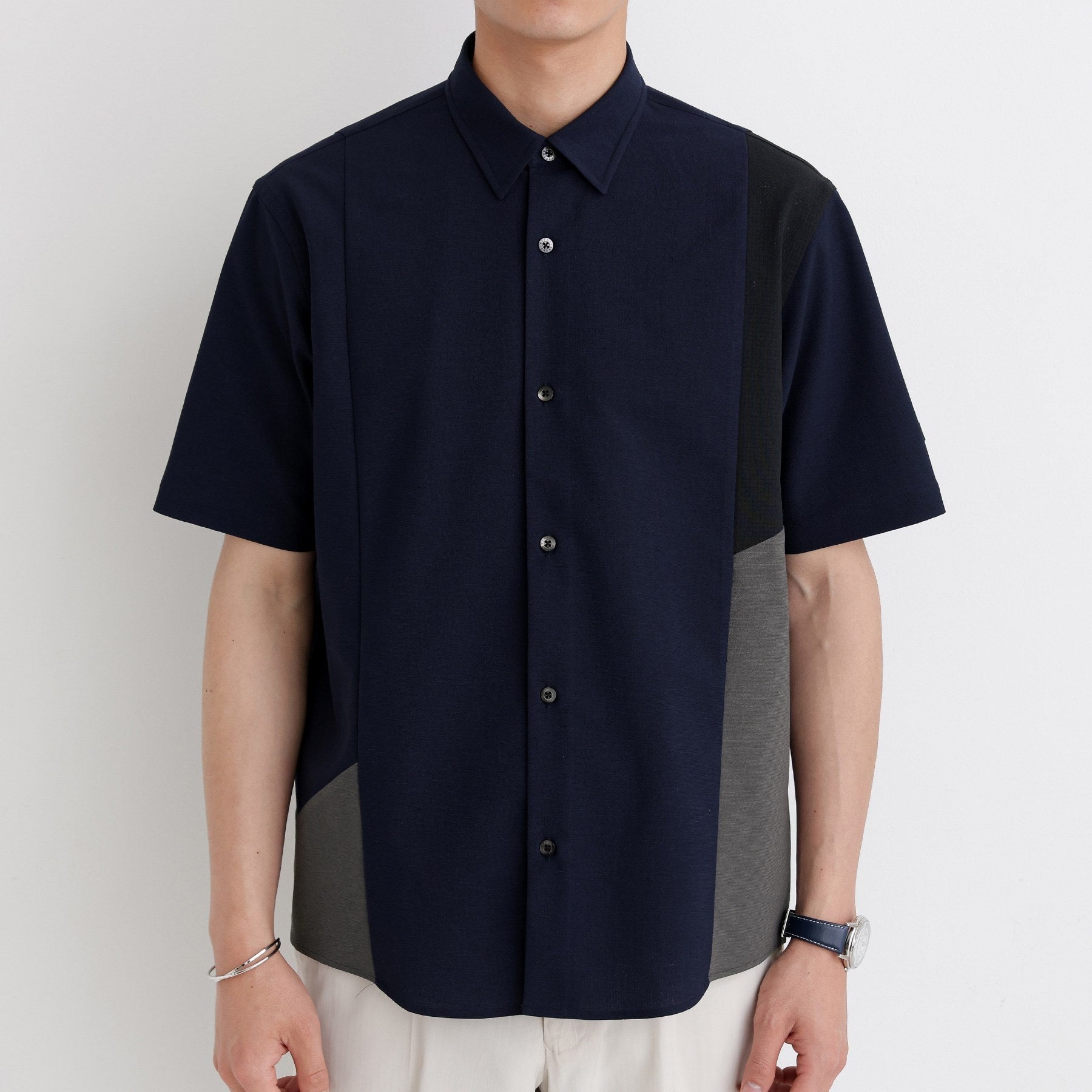 タケオキクチ TAKEO KIKUCHI サイド切り替え 半袖シャツ (ライトグレー(511)) ライトグレー(511)