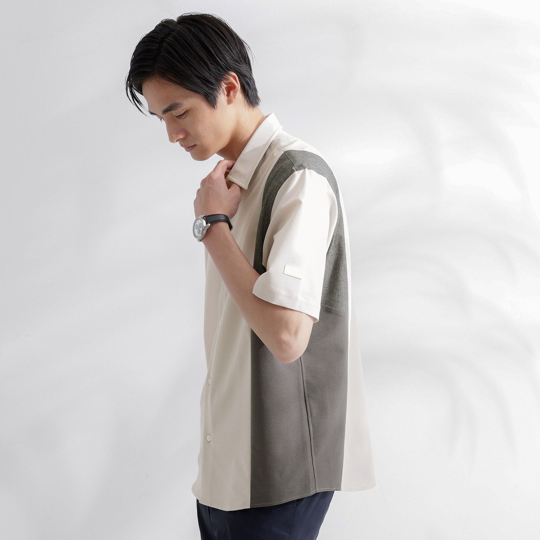 タケオキクチ TAKEO KIKUCHI サイド切り替え 半袖シャツ (ライトグレー(511)) ライトグレー(511)