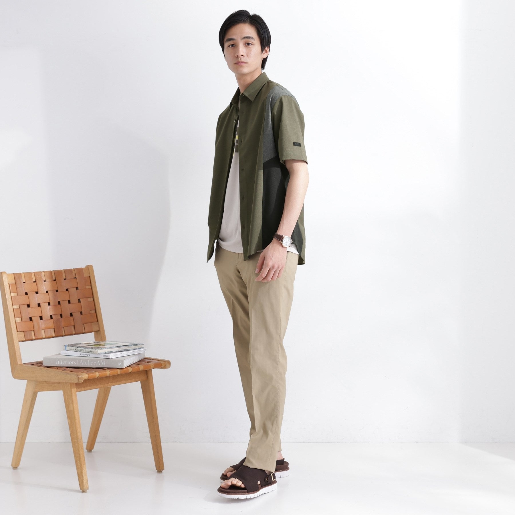 タケオキクチ TAKEO KIKUCHI サイド切り替え 半袖シャツ (ライトグレー(511)) ライトグレー(511)