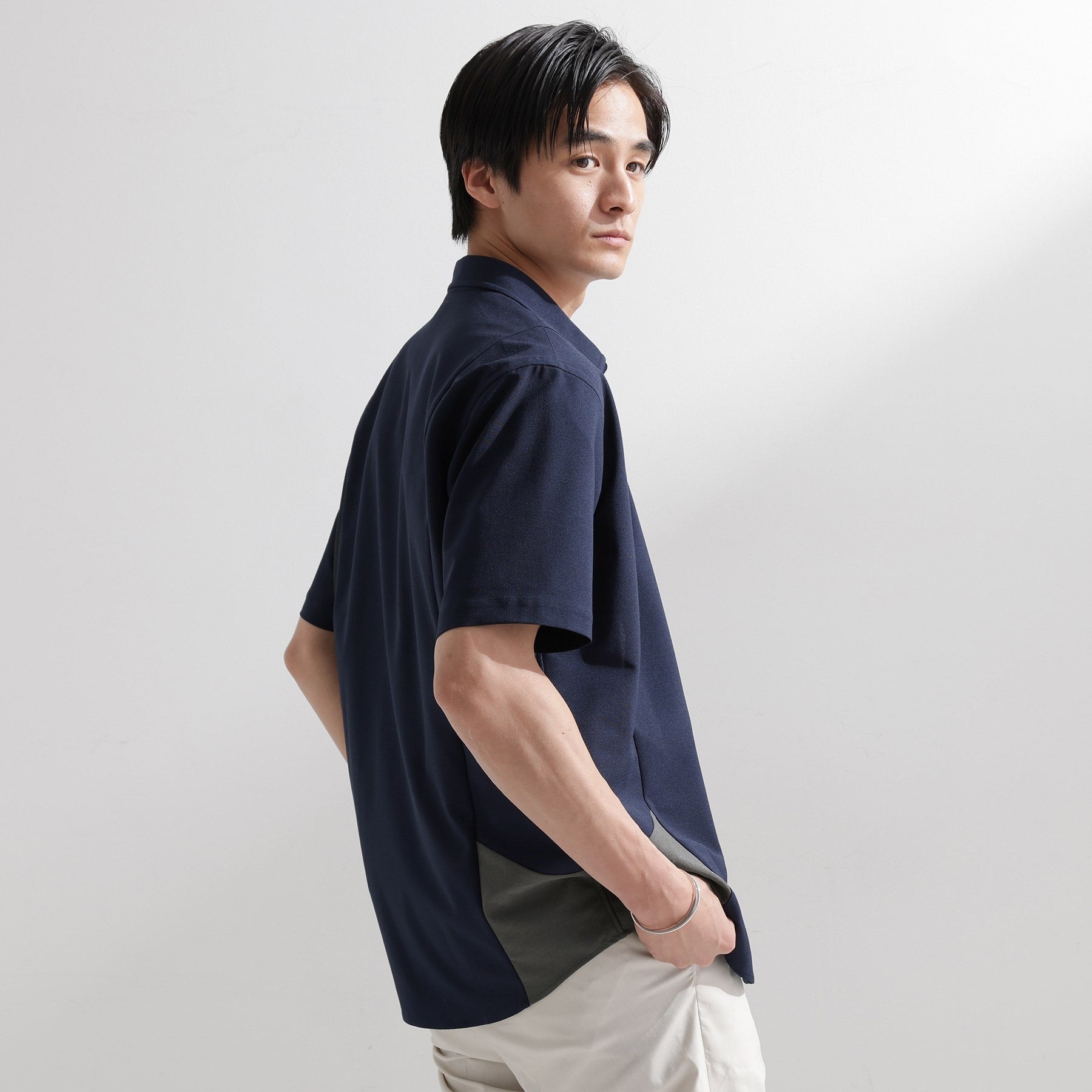 タケオキクチ TAKEO KIKUCHI サイド切り替え 半袖シャツ (ライトグレー(511)) ライトグレー(511)