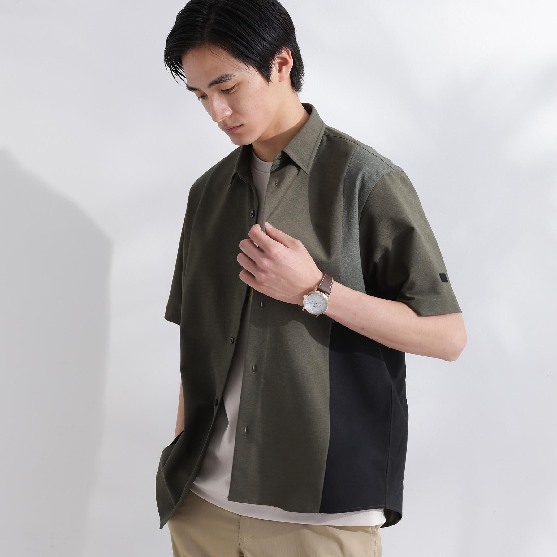 タケオキクチ TAKEO KIKUCHI サイド切り替え 半袖シャツ (ライトグレー(511)) ライトグレー(511)