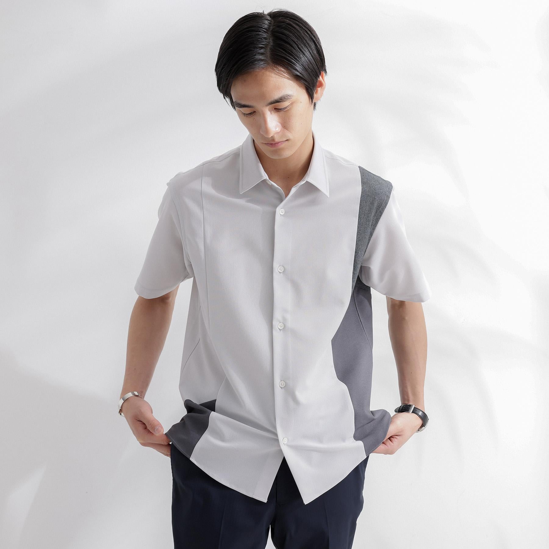 タケオキクチ TAKEO KIKUCHI サイド切り替え 半袖シャツ (ライトグレー(511)) ライトグレー(511)