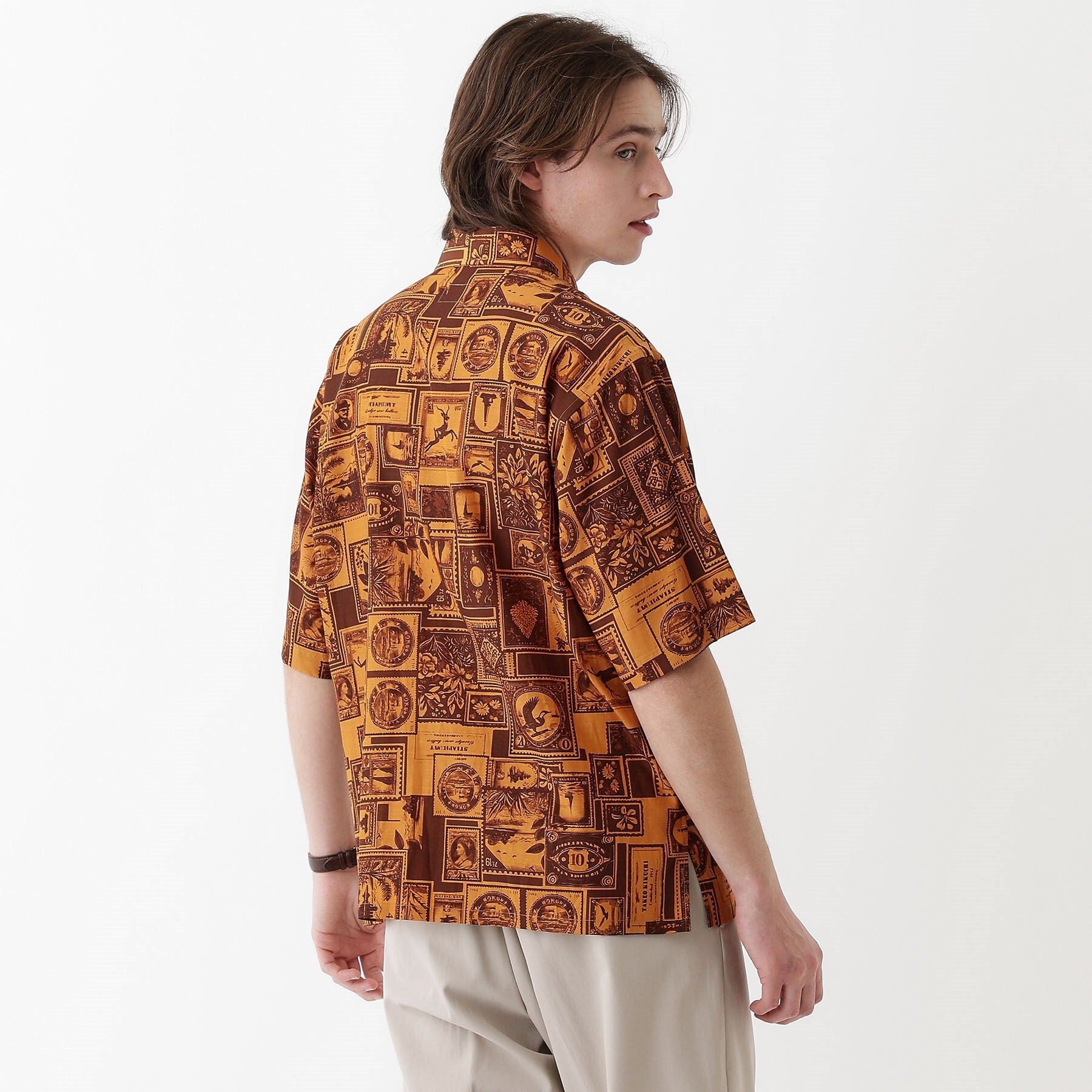 タケオキクチ TAKEO KIKUCHI 【THE FLAGSHIP】アーカイブ切手柄半袖シャツ (アイボリー(104)) アイボリー(104)