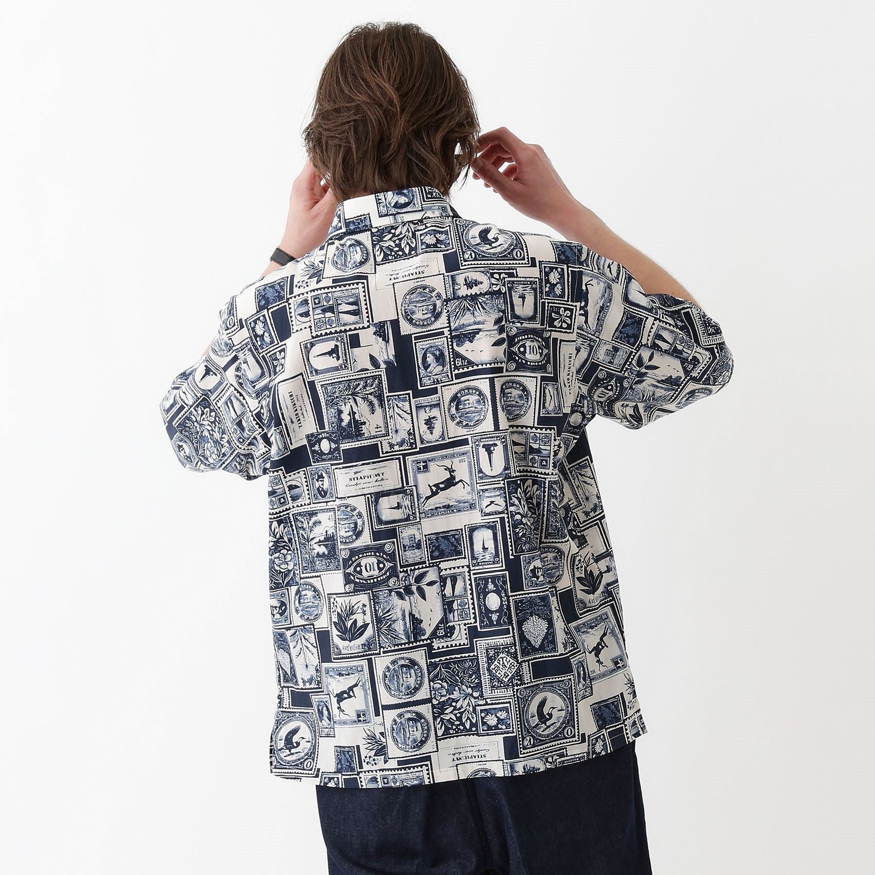 タケオキクチ TAKEO KIKUCHI 【THE FLAGSHIP】アーカイブ切手柄半袖シャツ (アイボリー(104)) アイボリー(104)