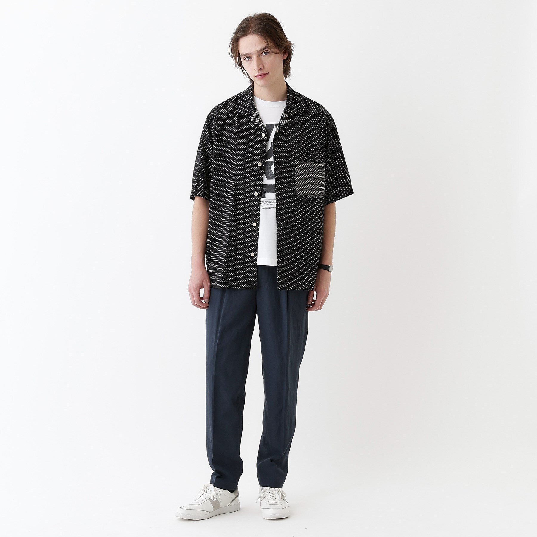 タケオキクチ TAKEO KIKUCHI 【THE FLAGSHIP】丹後ちりめん 半袖シャツ (ブラック(119)) ブラック(119)