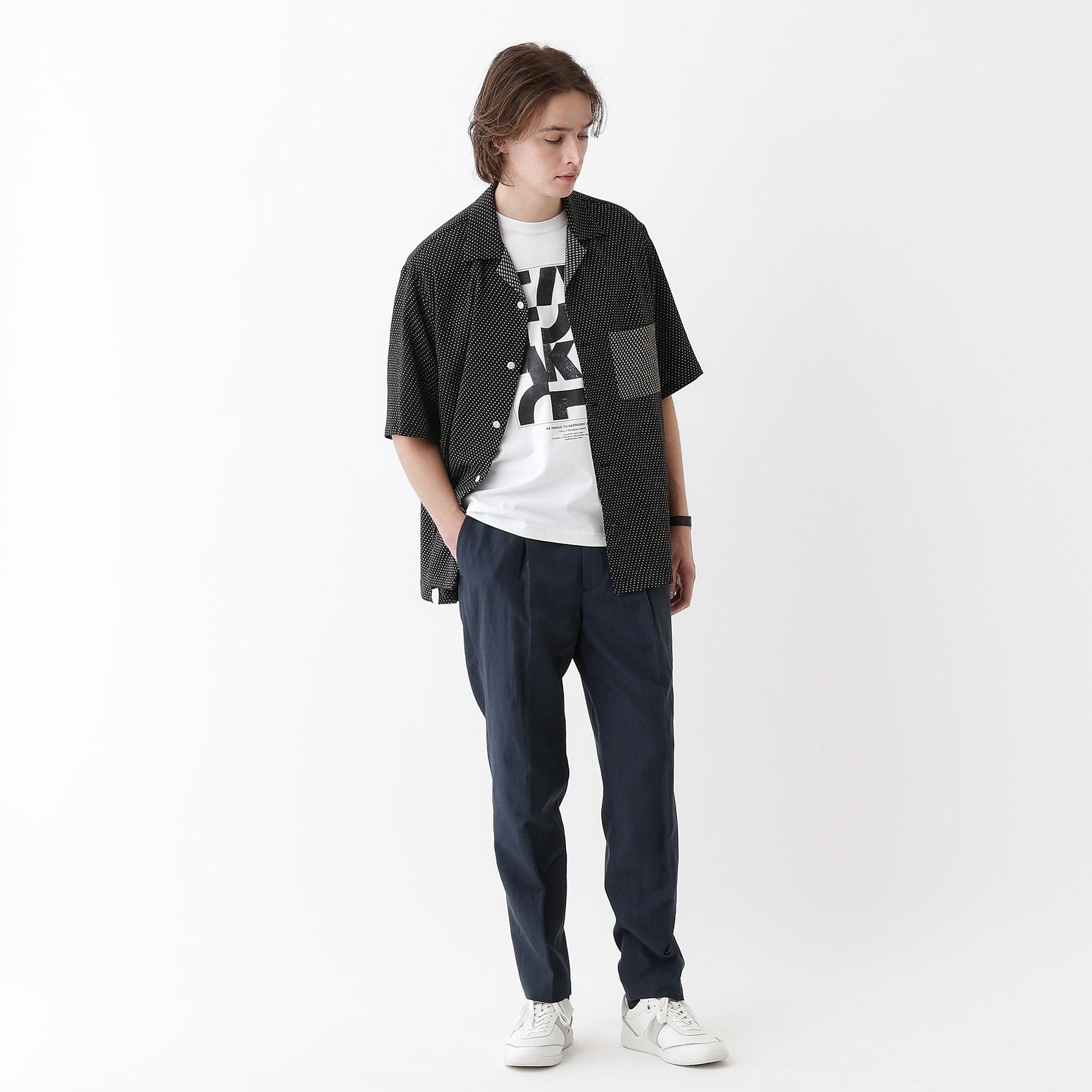 タケオキクチ TAKEO KIKUCHI 【THE FLAGSHIP】丹後ちりめん 半袖シャツ (ブラック(119)) ブラック(119)