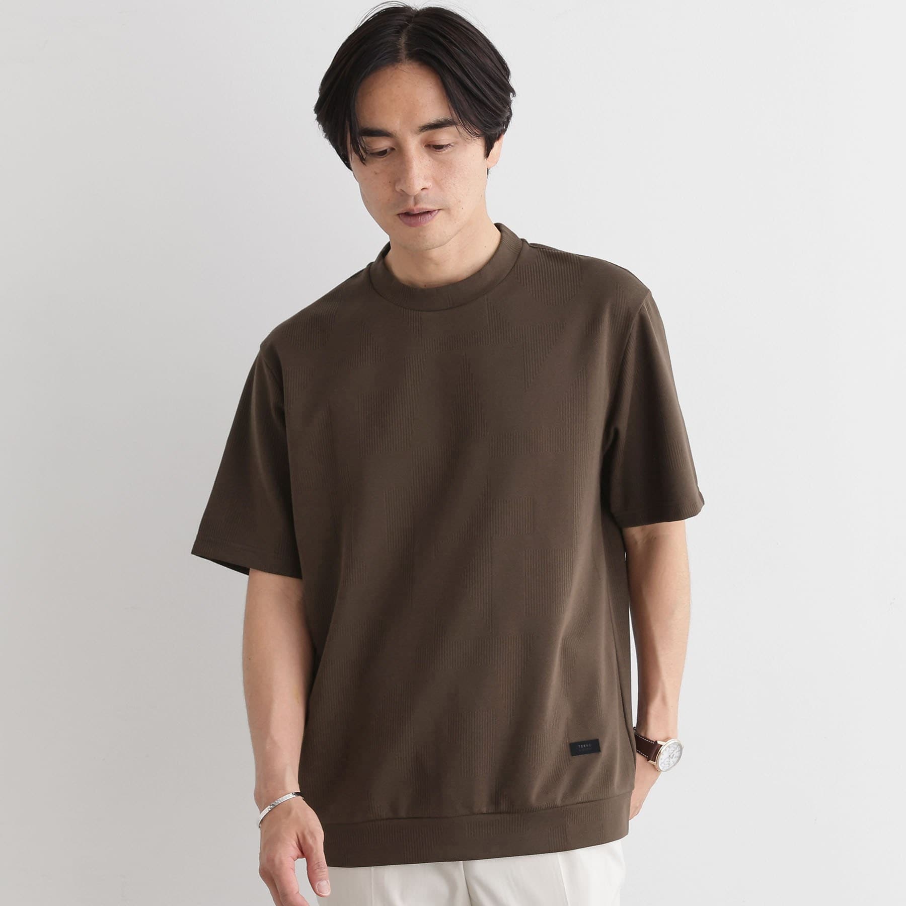 タケオキクチ TAKEO KIKUCHI 【Sサイズ~】【尾州ファブリック】 スライドパズル柄 ポンチ プルオーバー (ブラウン(044)) ブラウン(044)