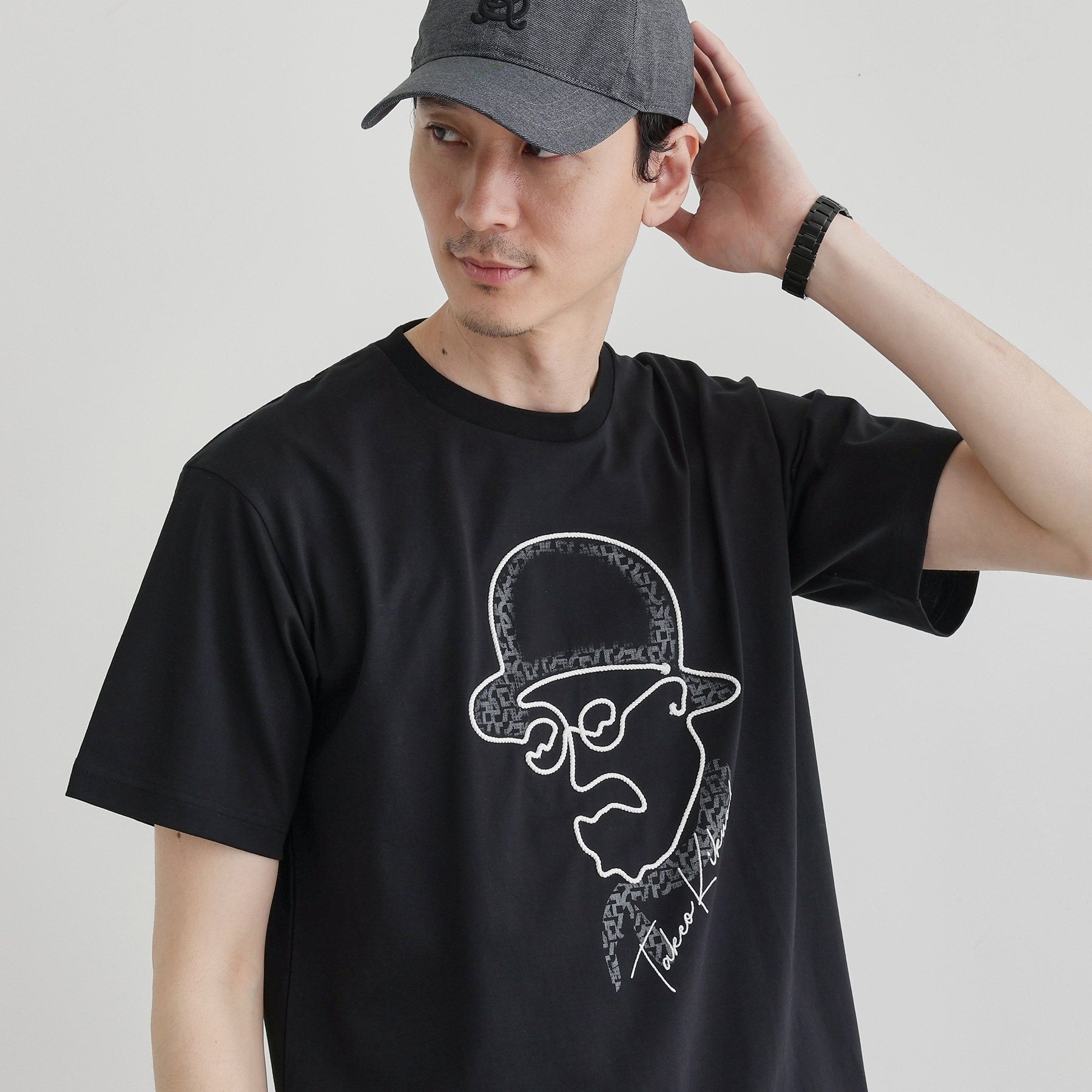 タケオキクチ TAKEO KIKUCHI 【Sサイズ~】フェイスロープ刺繍 天竺Tシャツ (ブラック(019)) ブラック(019)