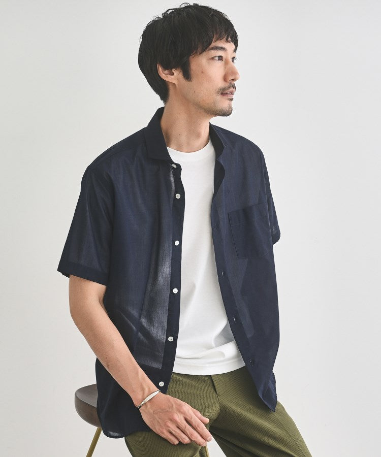タケオキクチ TAKEO KIKUCHI 接触冷感付き ローン 半袖シャツ (ネイビー(094)) ネイビー(094)