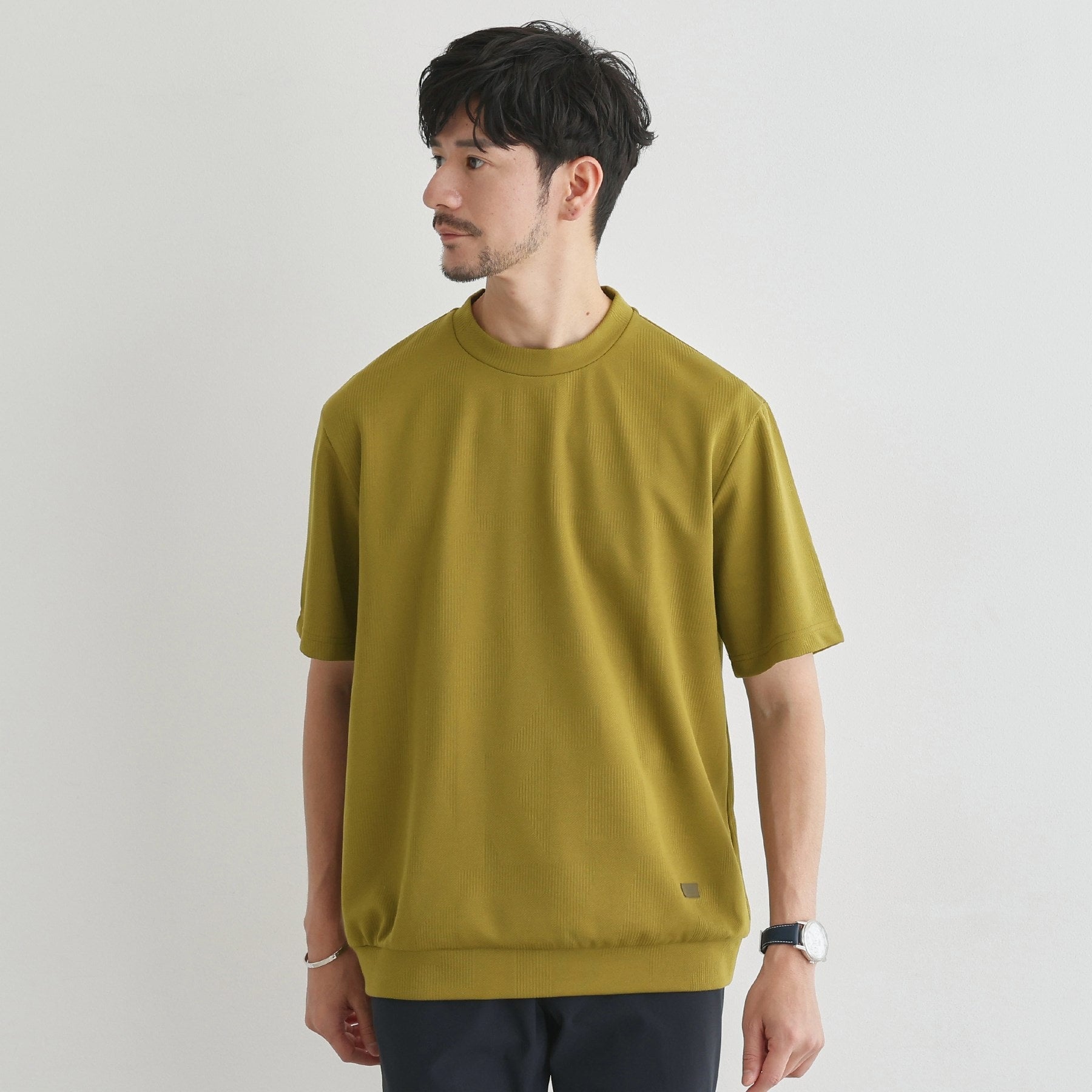 タケオキクチ TAKEO KIKUCHI 【尾州ファブリック】 スライドパズル柄 ポンチ プルオーバー (カーキ(029)) カーキ(029)