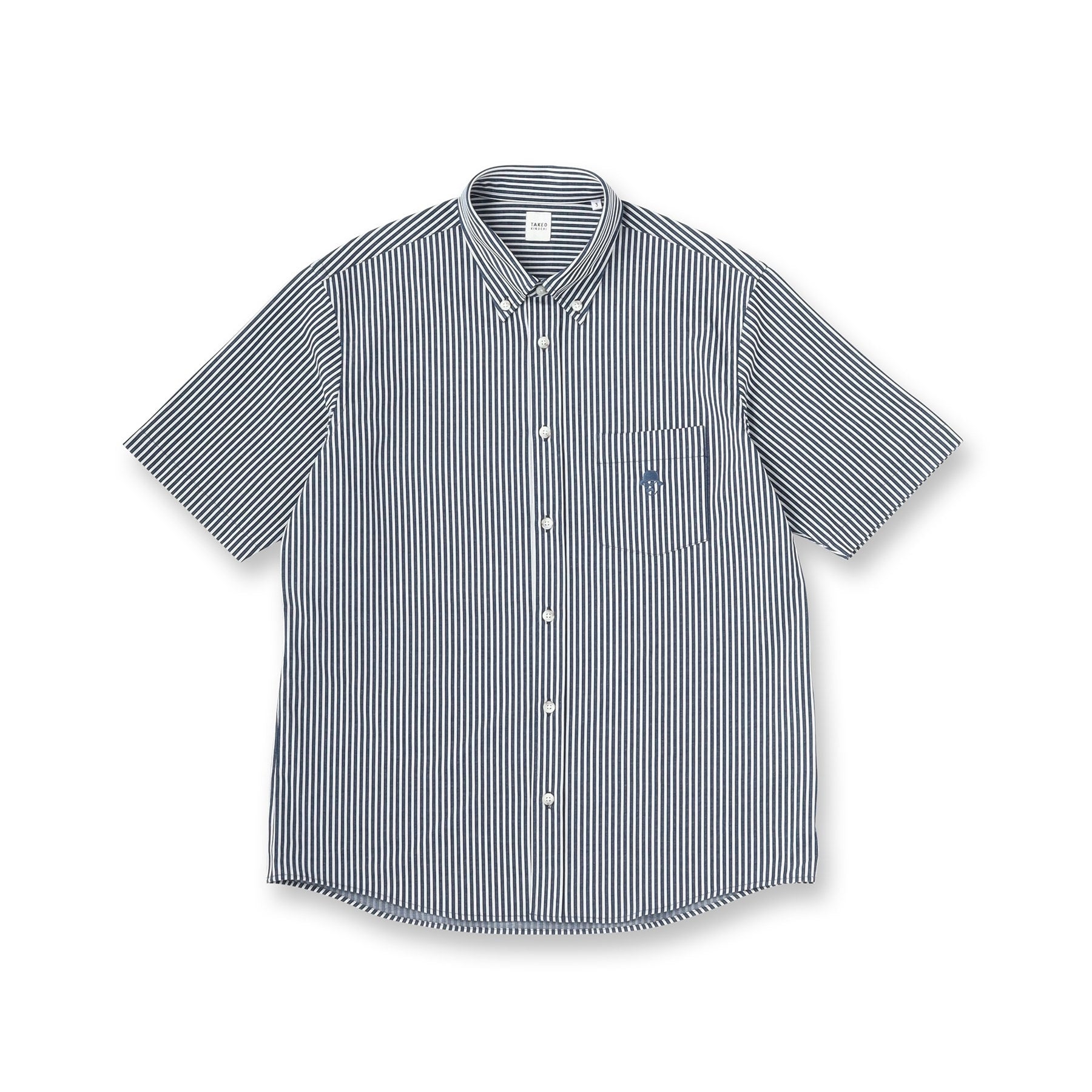 タケオキクチ TAKEO KIKUCHI 【接触冷感】ストライプジャージ ボタンダウンシャツ (ネイビー(394)) ネイビー(394)