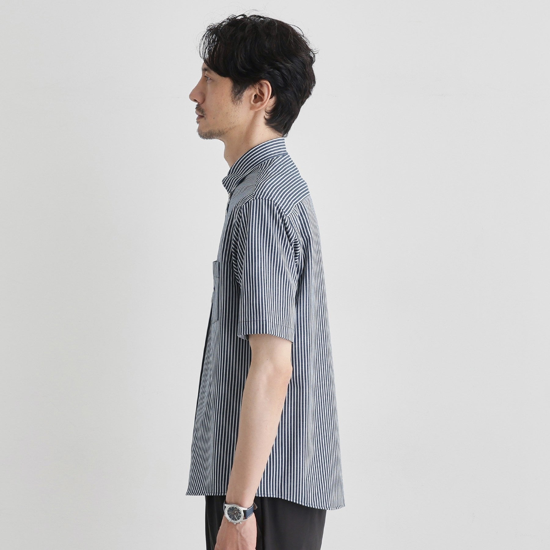 タケオキクチ TAKEO KIKUCHI 【接触冷感】ストライプジャージ ボタンダウンシャツ (ネイビー(394)) ネイビー(394)