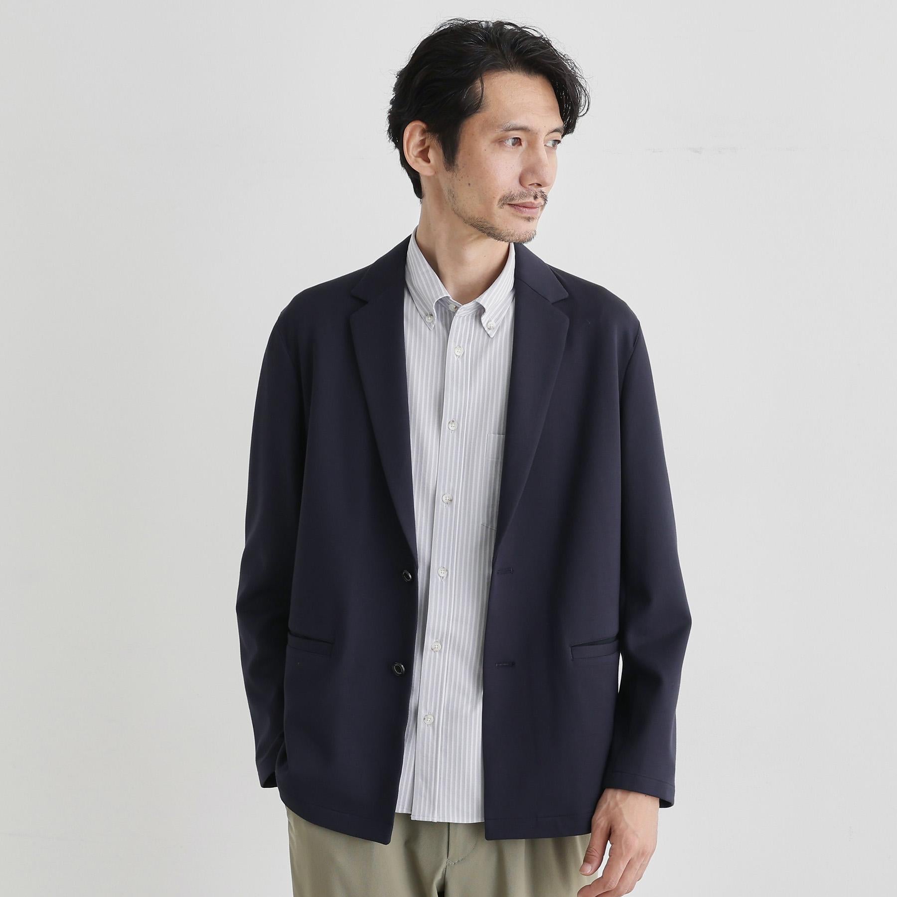 タケオキクチ TAKEO KIKUCHI 【接触冷感】ストライプジャージ ボタンダウンシャツ (ネイビー(394)) ネイビー(394)